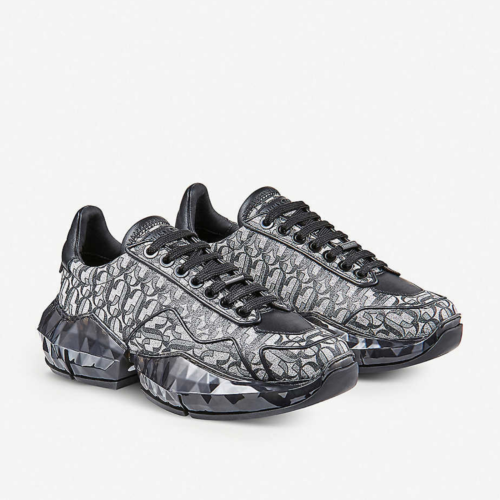 Jimmy Choo Diamond JC Monogram Glitter Women Sneakers Lateral View