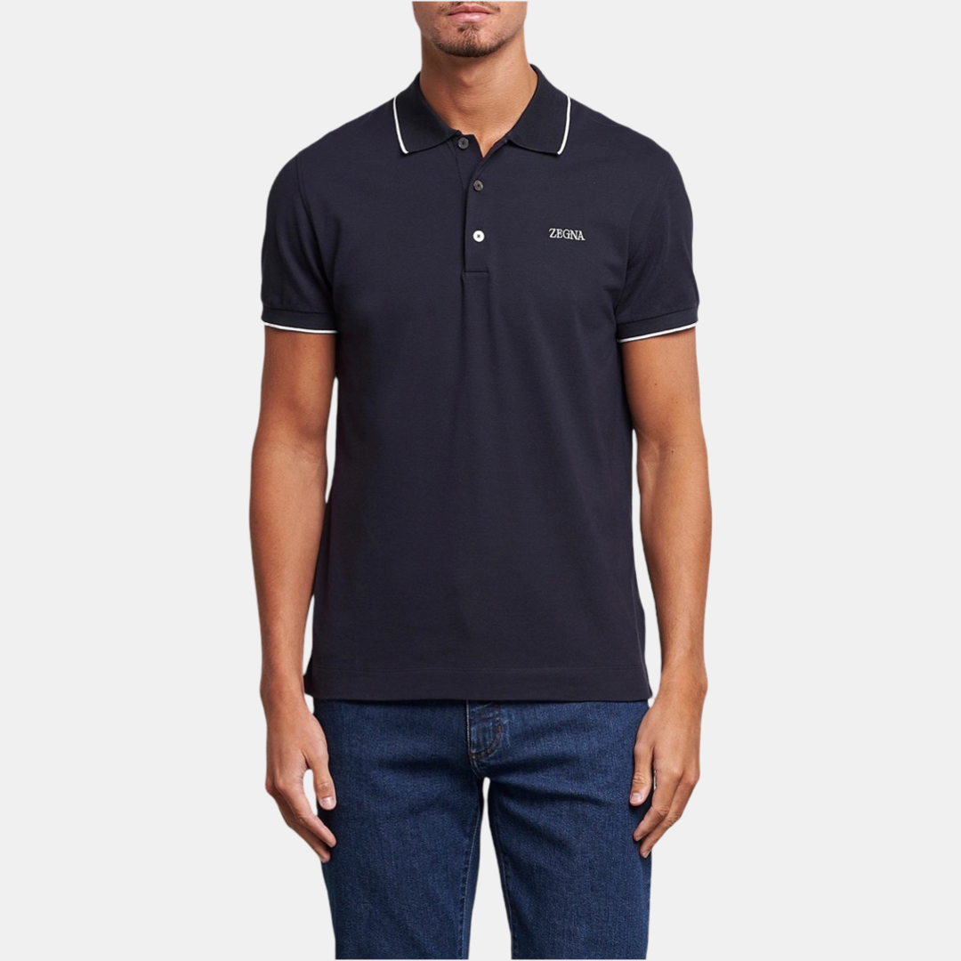 Мъжка тъмно синя поло тениска ZEGNA Men Polo Shirt