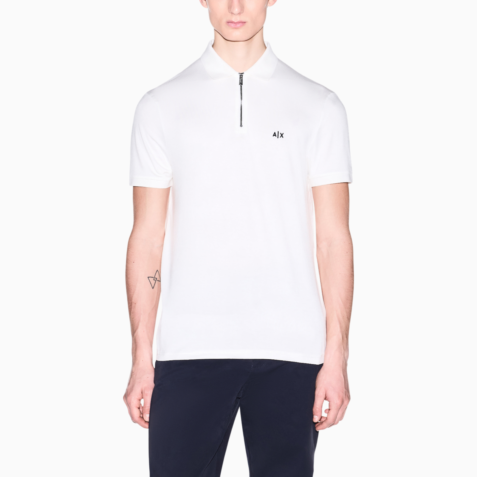 Мъжка бяла поло тениска Armani Exchange Men Polo XM002372 AF21936 U0009 Front View