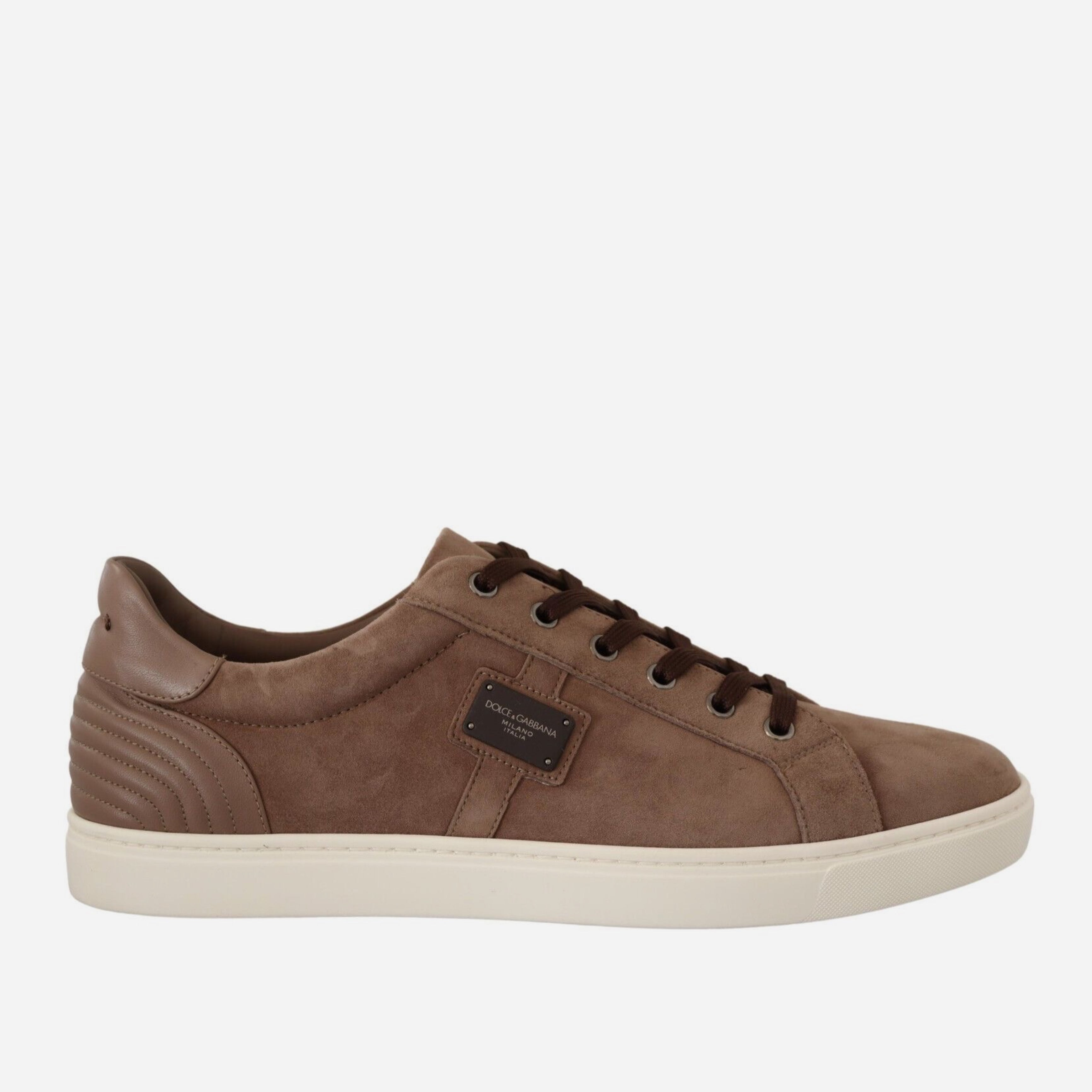 Мъжки кецове от естествена кожа и естествен велур в кафяво Dolce & Gabbana Men’s Elegant Brown Leather Sneakers