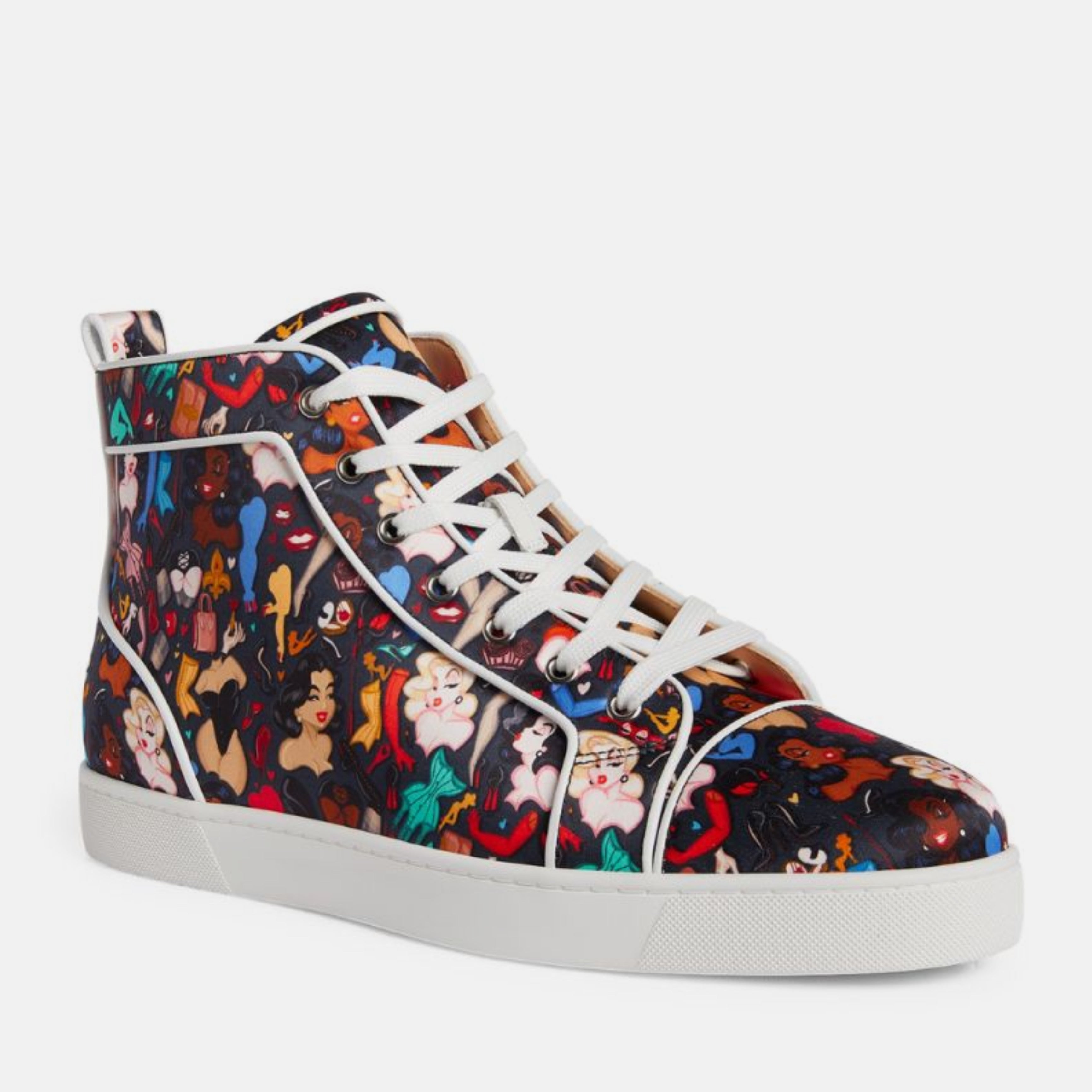 Мъжки луксозни кецове Christian Louboutin Paris Louis Orlato Satin High-Top