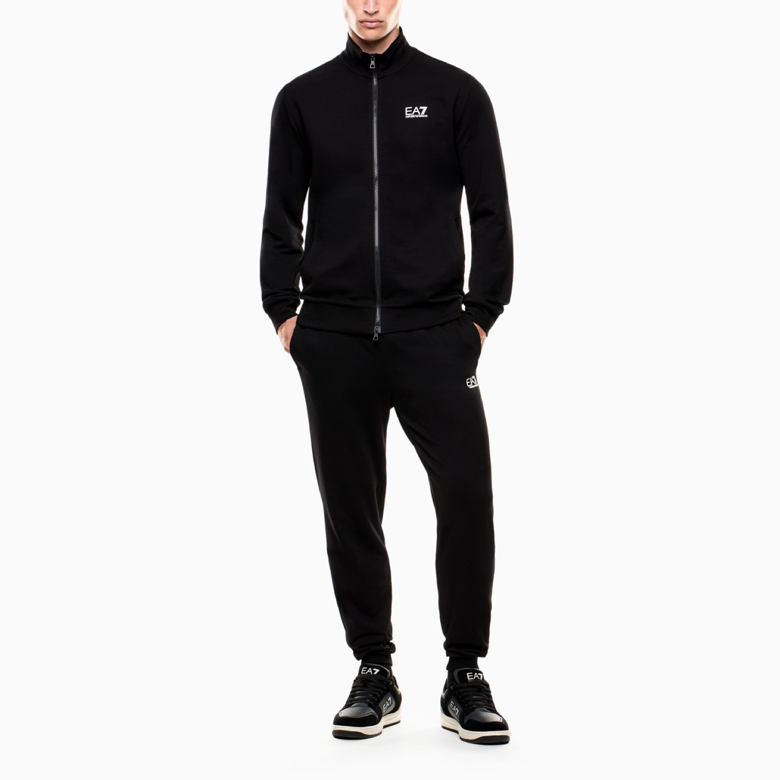 Мъжки черен спортен екип EA7 Emporio Armani Men Tracksuit 8NPV61 PJVRZ 1200 Front View