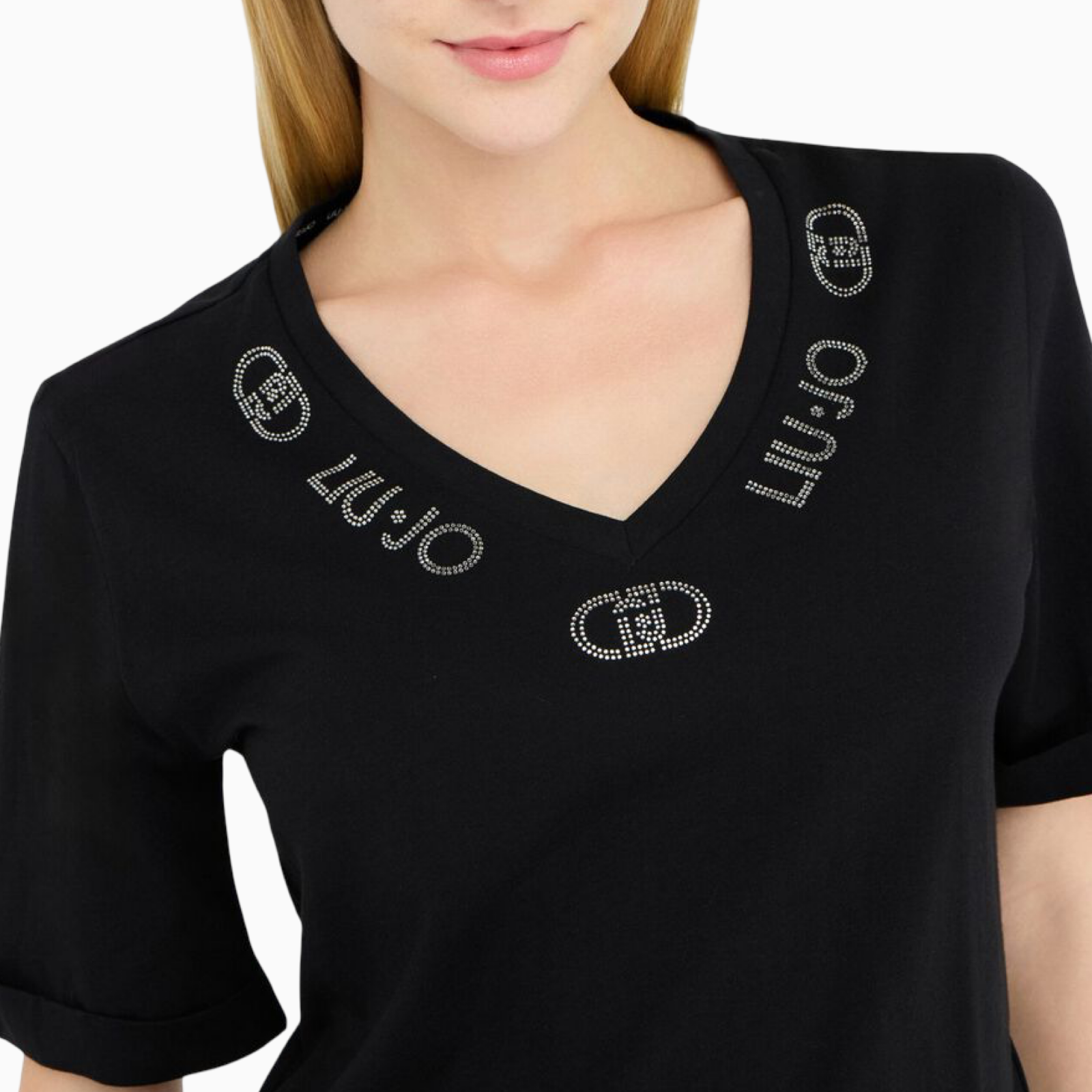 Дамска черна тениска Liu Jo Women T-shirt TF5143 JS003 Close-Up