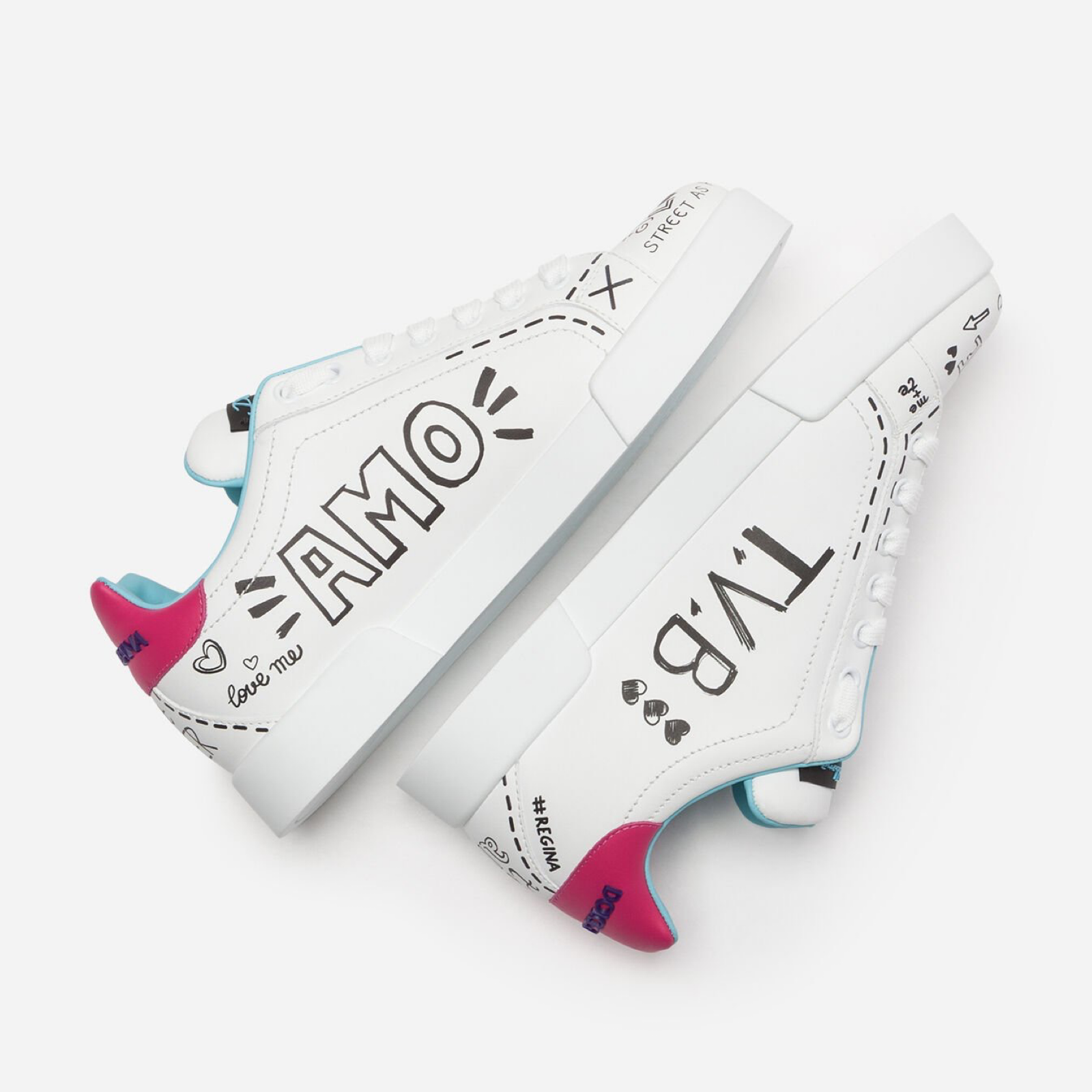 Dolce & Gabbana Portofino Graffiti Women Sneakers Medial View