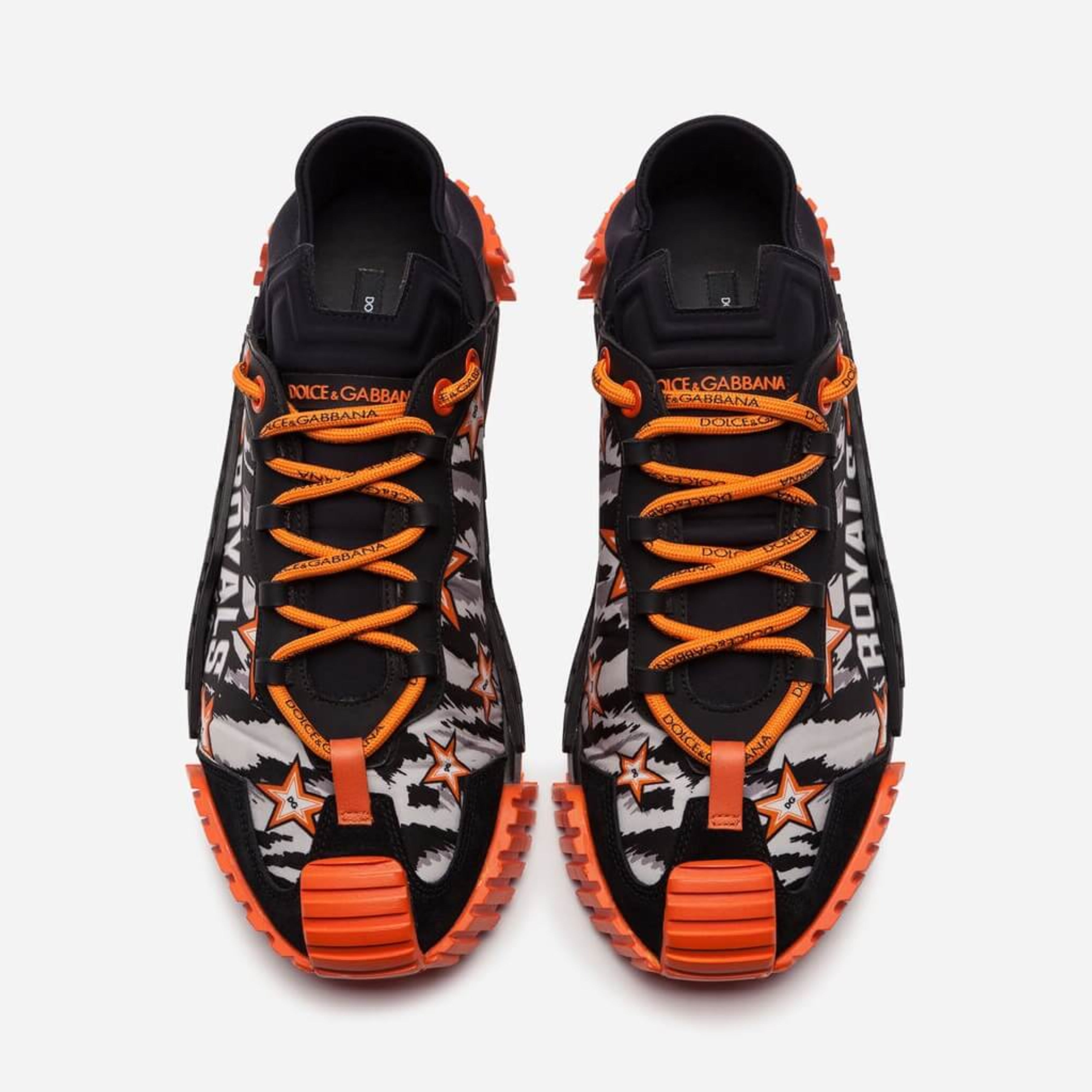 Мъжки луксозни кецове в черно и оранжево Dolce & Gabbana Royals Men’s Black/Orange NS1 Sneakers