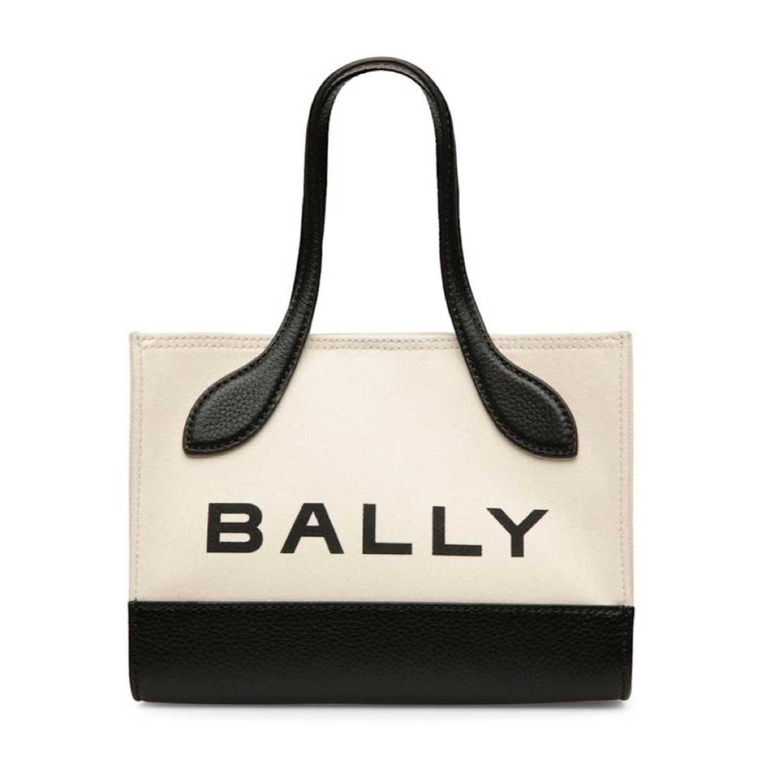 Дамска бяло черна чанта Bally Chic Contrast Mini Leather Handbag