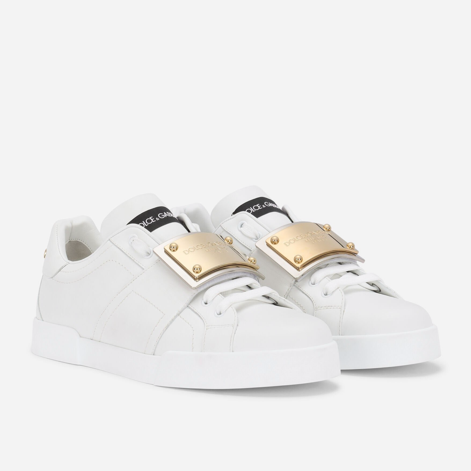 Dolce & Gabbana Portofino Logo Plaque Men Sneakers Lateral View