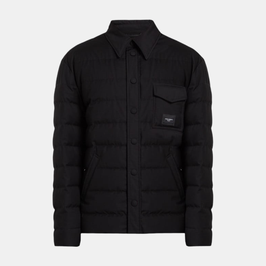 Мъжко черно зимно яке DOLCE & GABBANA Nero Collared Padded Logo Men Jacket