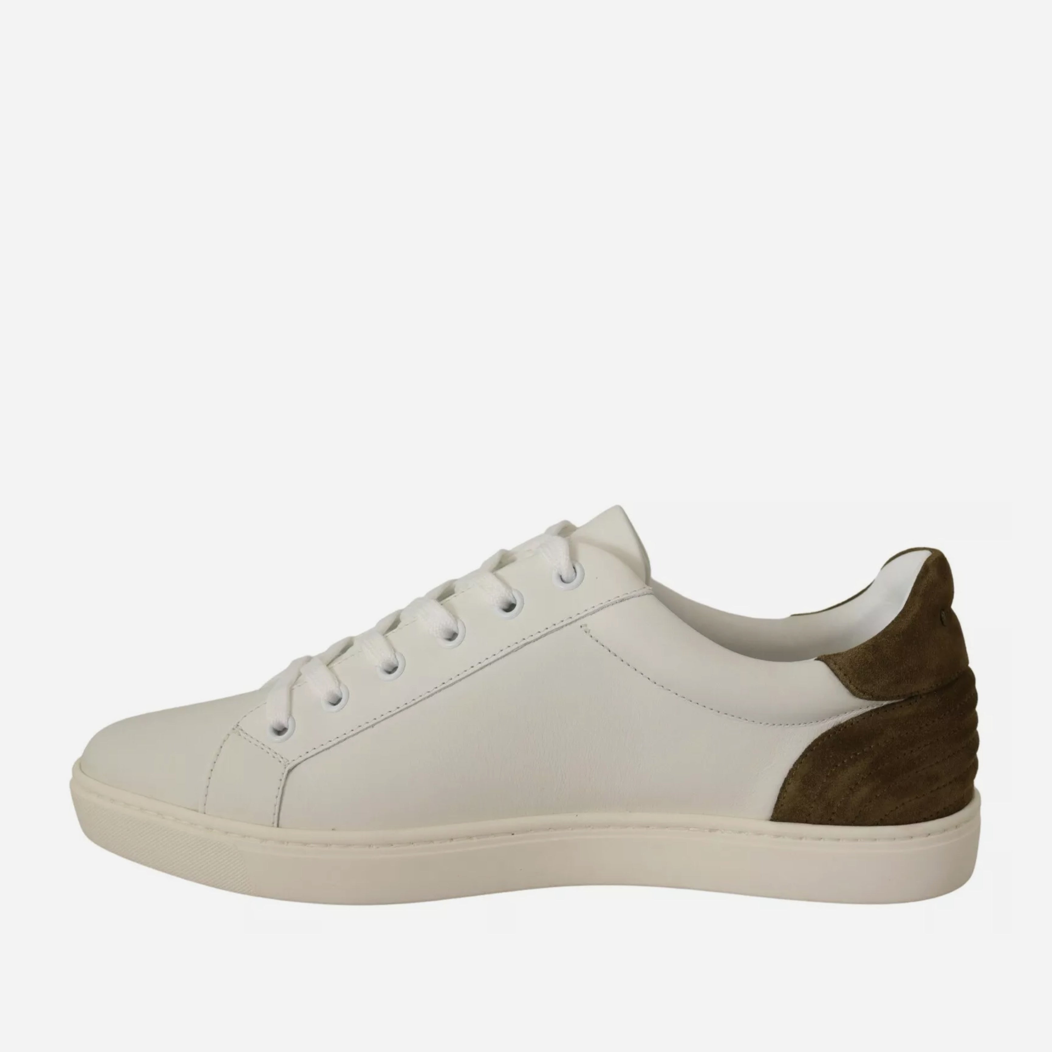 Мъжки ежедневни кецове от естествена кожа в бяло Dolce & Gabbana Men’s Chic White and Green Leather Sneakers for Men