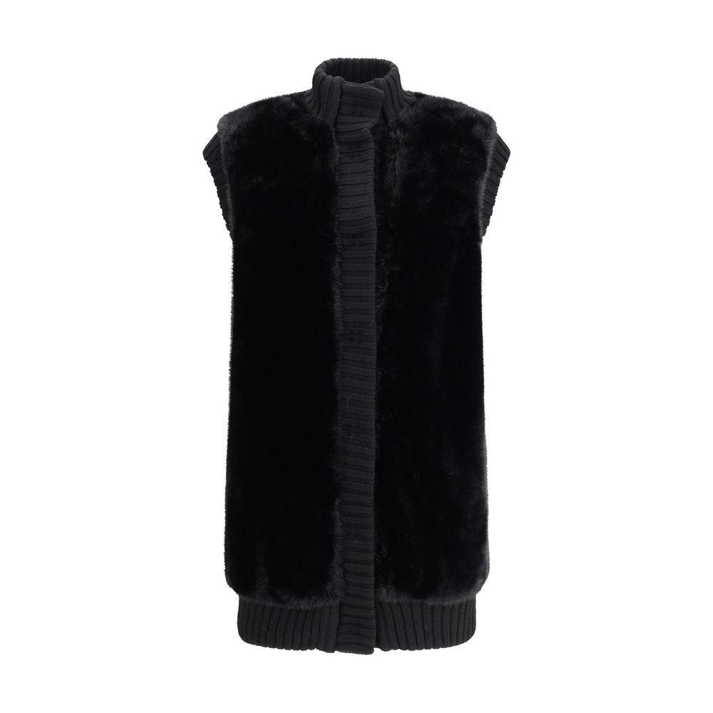 Дамски елек Women’s long vest in faux fur PINKO 105402A2PIZ99 Black front view