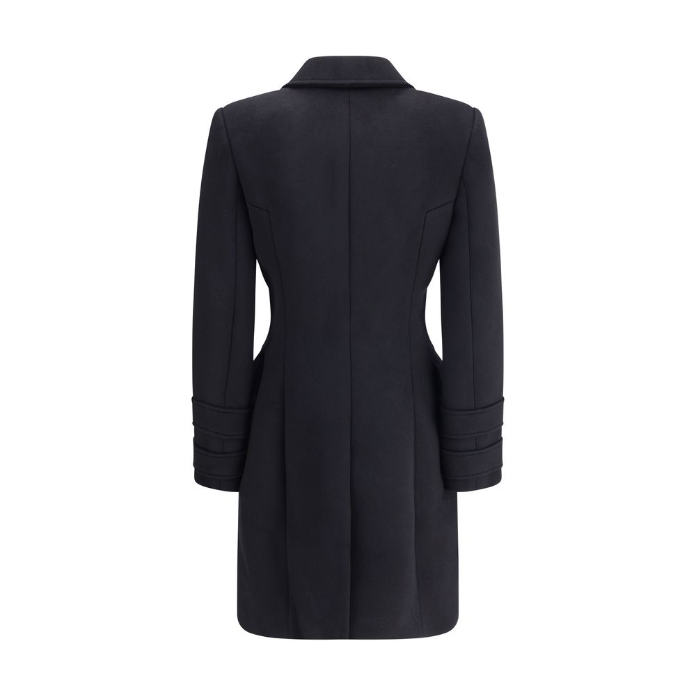 Дамско палто от кашмир и вълна Women’s wool and cashmere double breasted coat Balmain FF1UB065WB500PA Black back view