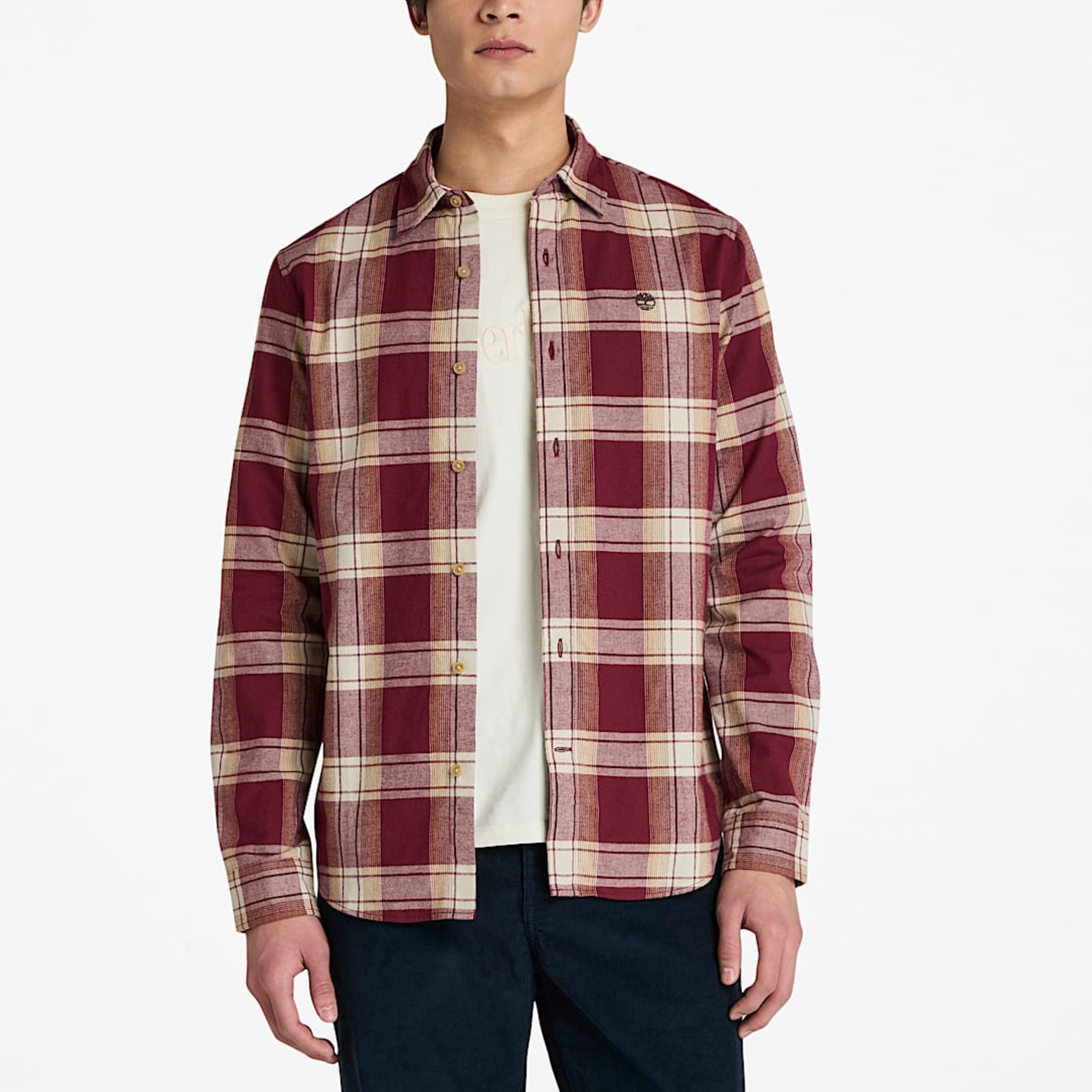 Мъжка памучна риза Men’s Herringbone Flannel Check Shirt Timberland TB0A42Y1EYS Burgundy