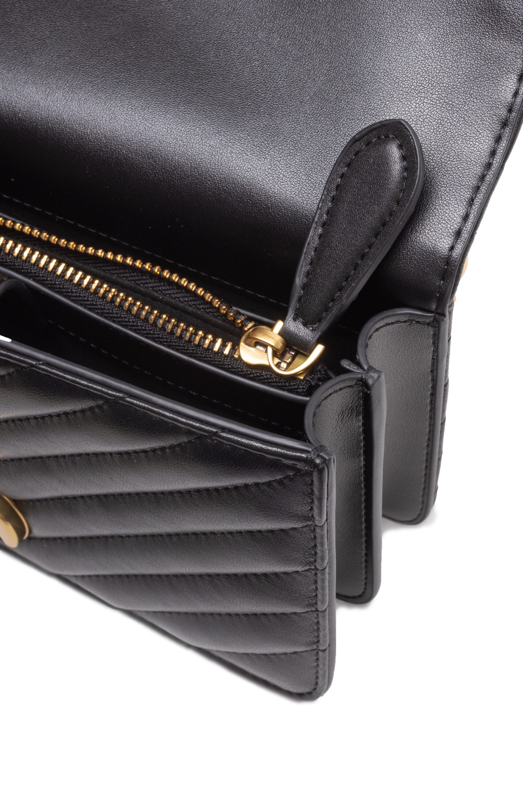 Дамска чанта Women’s shoulder bag PINKO Love One Mini Chevron 100074 A0GK Z99Q Black detail view