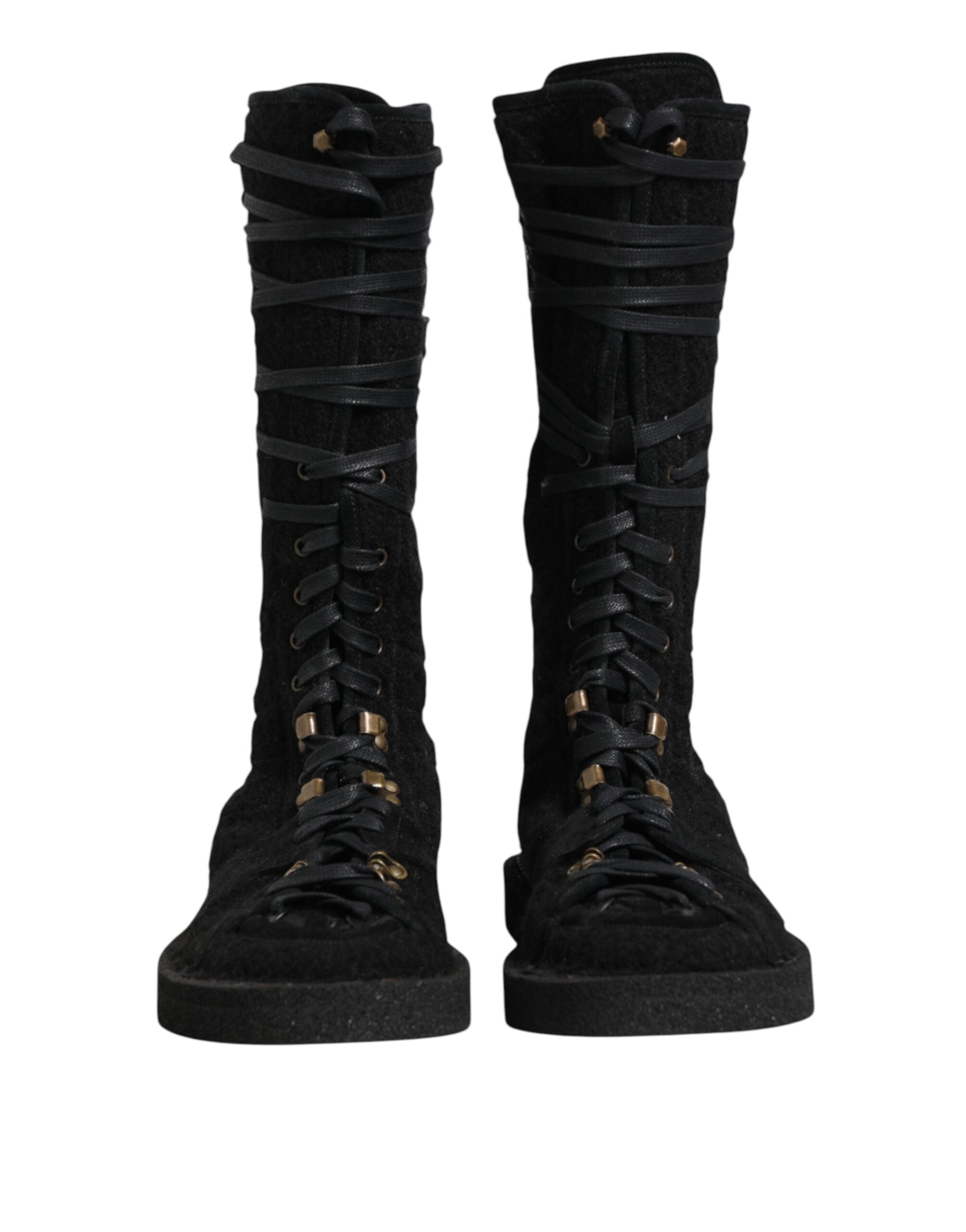 Мъжки ботуши Men’s boots wit Alpaca wool DOLCE & GABBANA A20142 AW945 8B956 Black front view