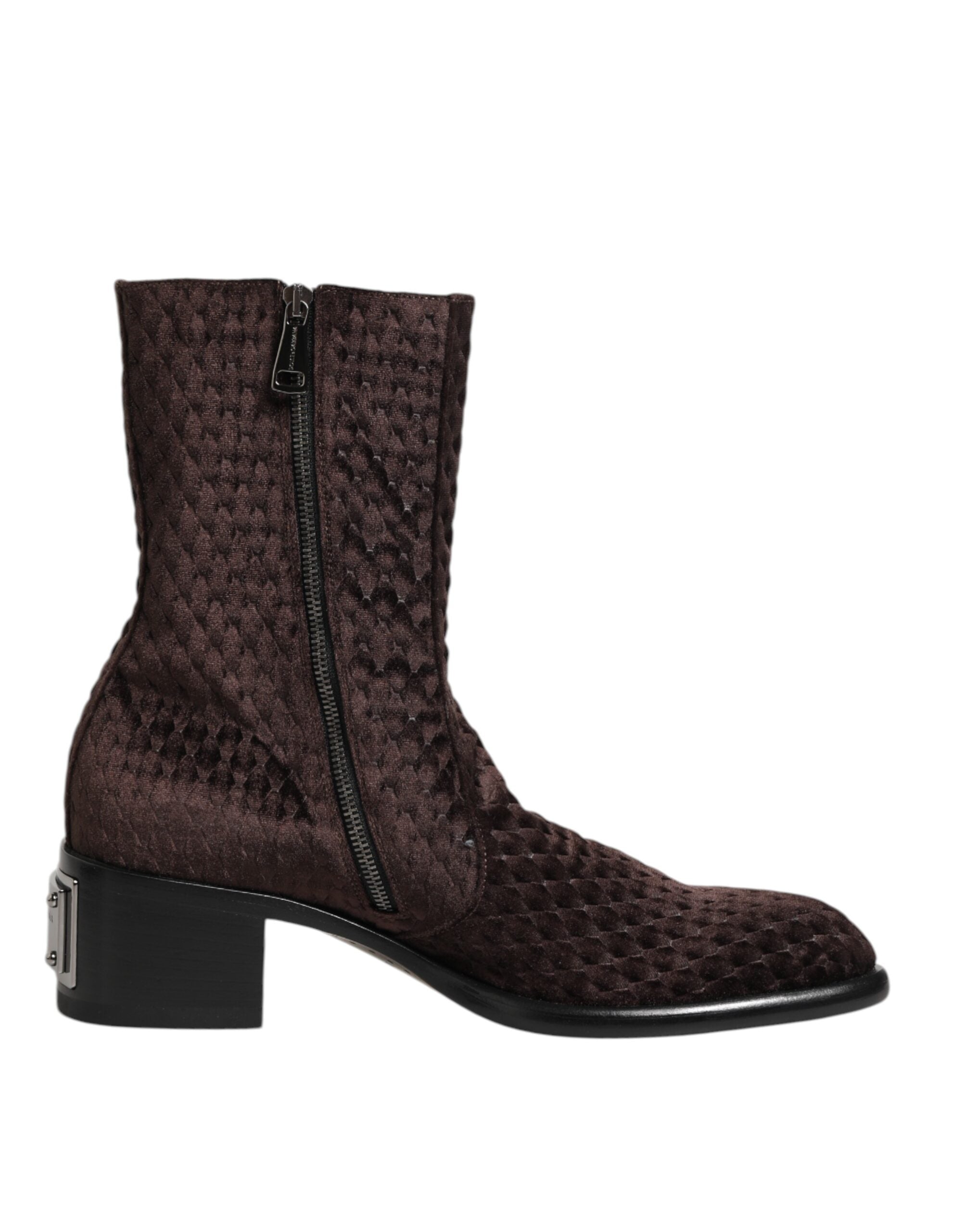 Мъжки ботуши от кадифе Men’s velvet boots DOLCE & GABBANA A60459 AY964 80058 Dark Brown medial view