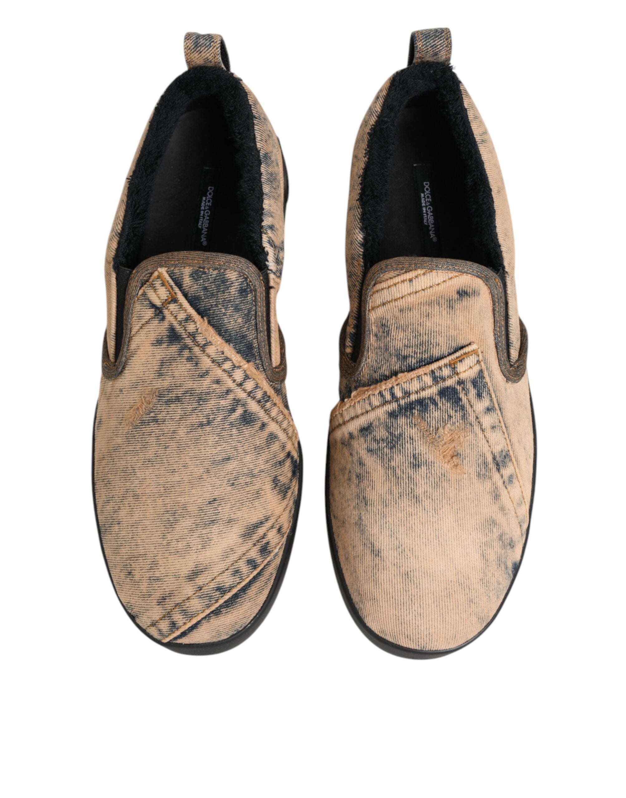 Мъжки кецове Men’s slip on sneakers DOLCE & GABBANA CS1900 AK346 89651 Beige/Nero top view