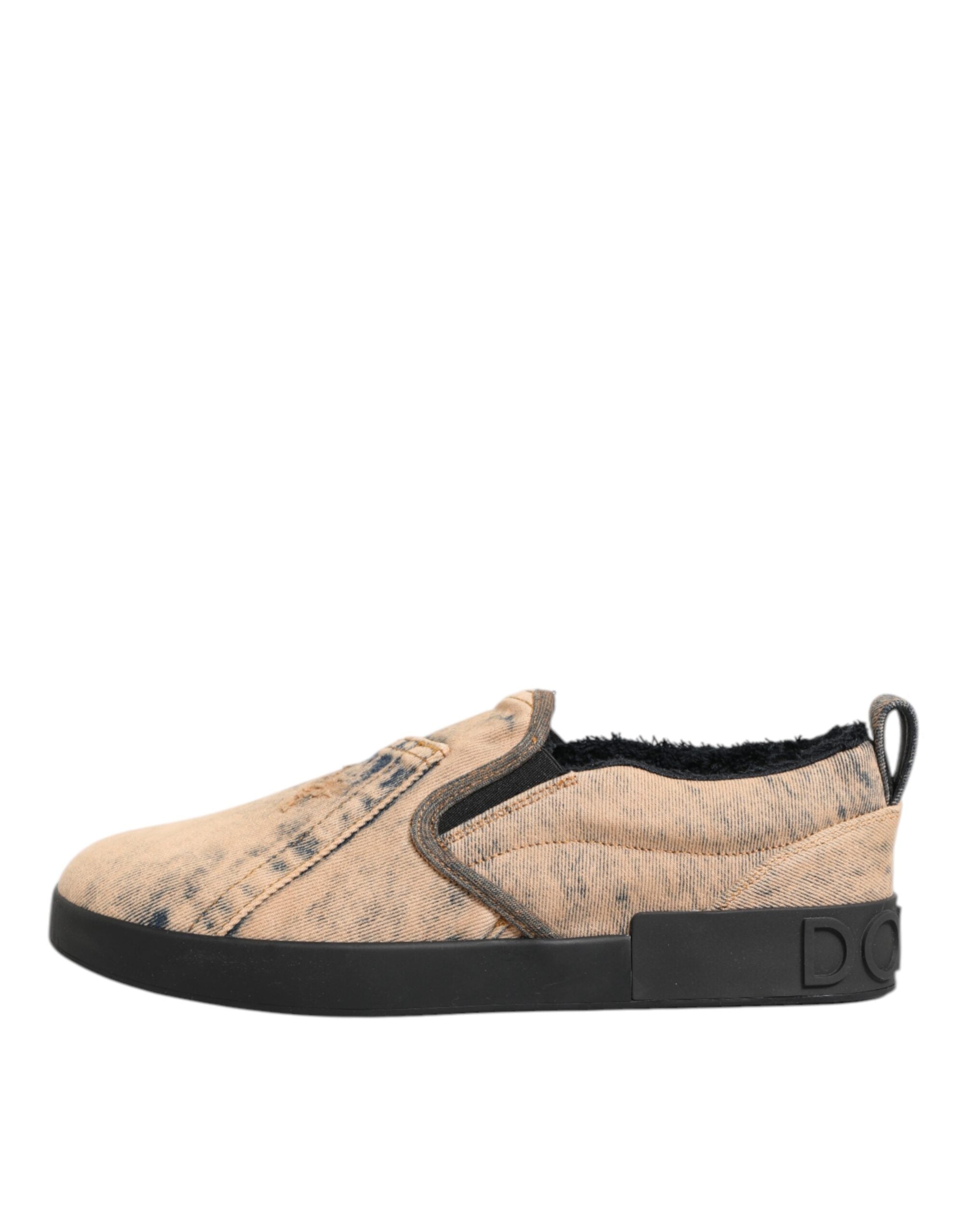 Мъжки кецове Men’s slip on sneakers DOLCE & GABBANA CS1900 AK346 89651 Beige/Nero lateral view