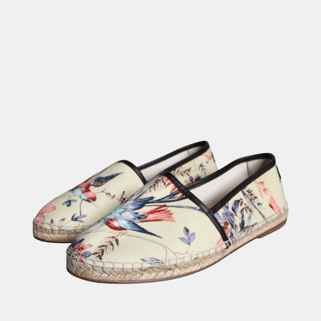 Мъжки еспадрили Dolce & Gabbana Beige Floral Canvas Espadrilles Slip On Shoes