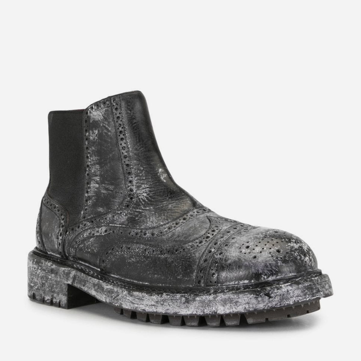 Dolce & Gabbana Black Faded Chelsea Ankle Boots Lateral View