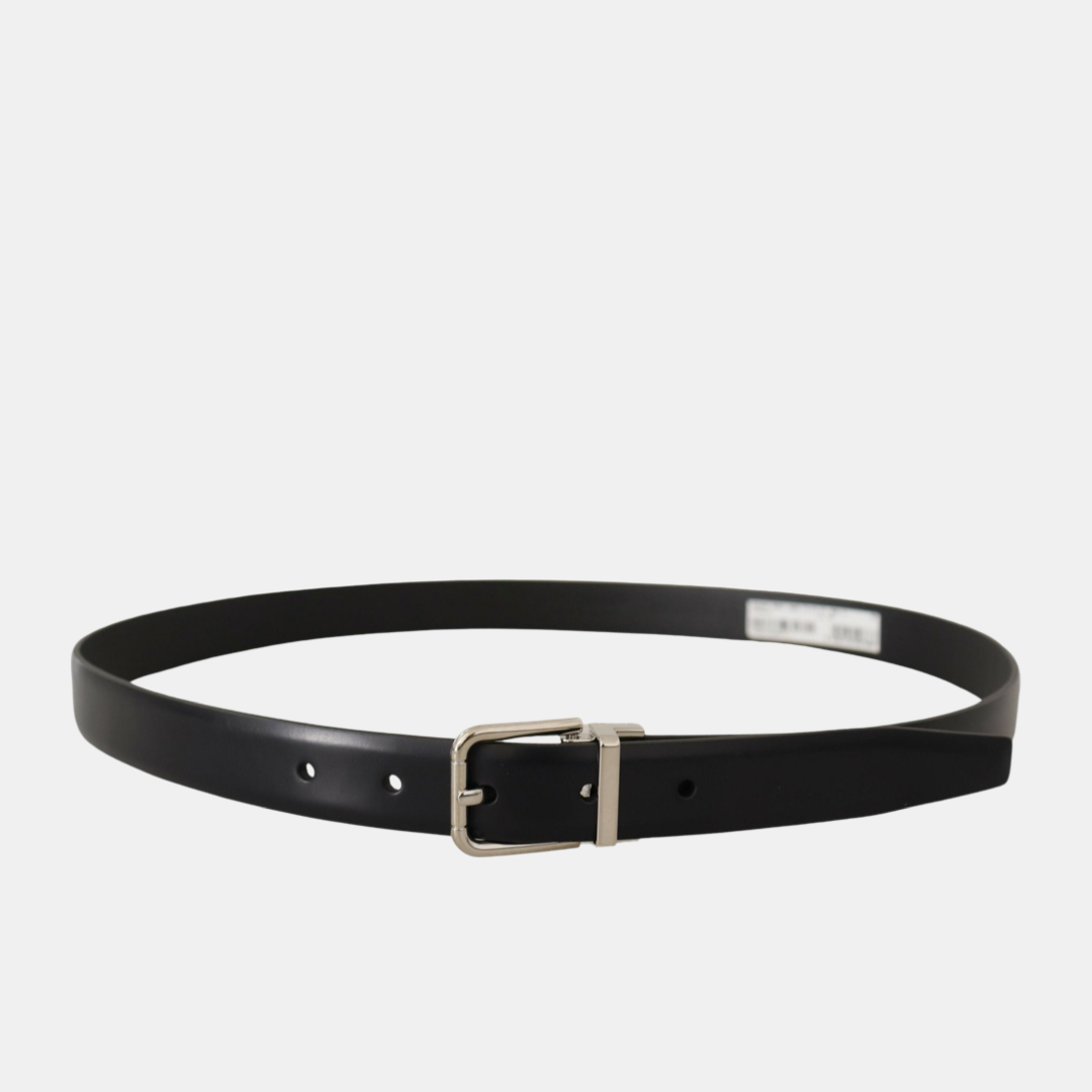 Dolce & Gabbana Leather Men Belt with Metal Buckle