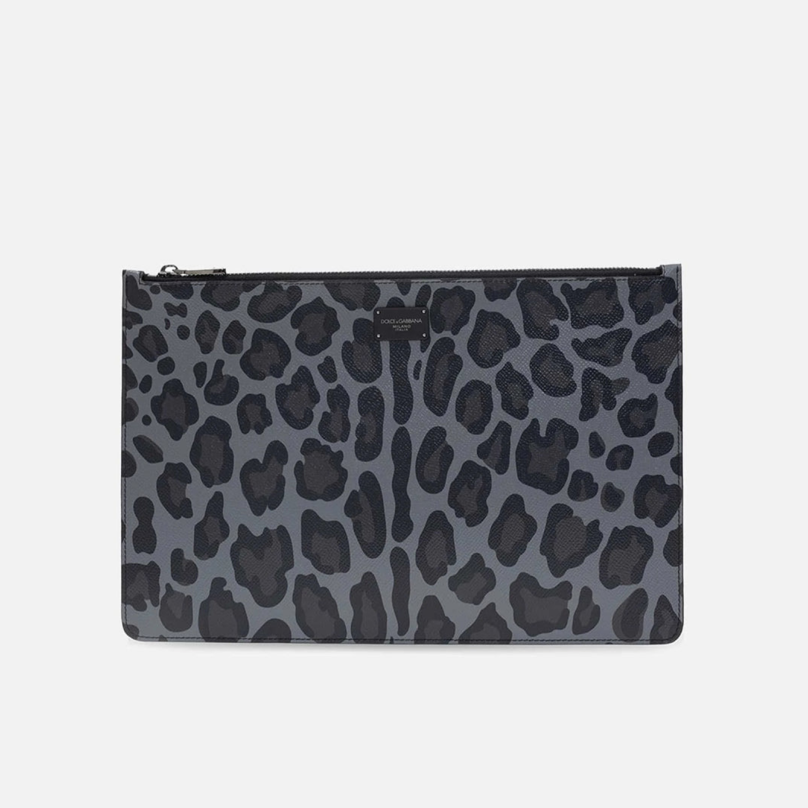 Dolce & Gabbana Leopard Jacquard Logo Plaque Clutch Bag BP2182 AZ657 HJILJ Front View