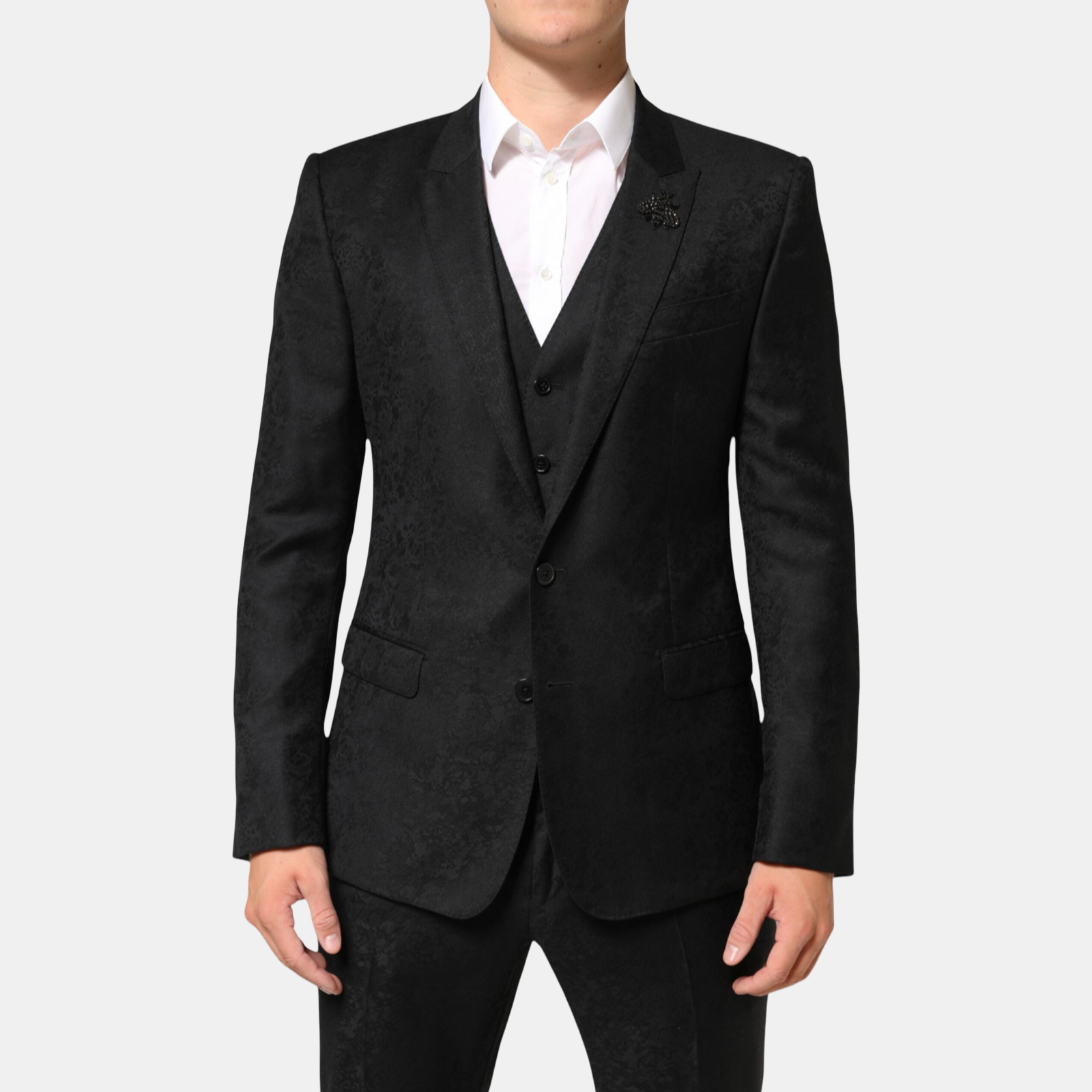 Dolce & Gabbana Floral Brocade MARTINI 3 Piece Men Suit Front View