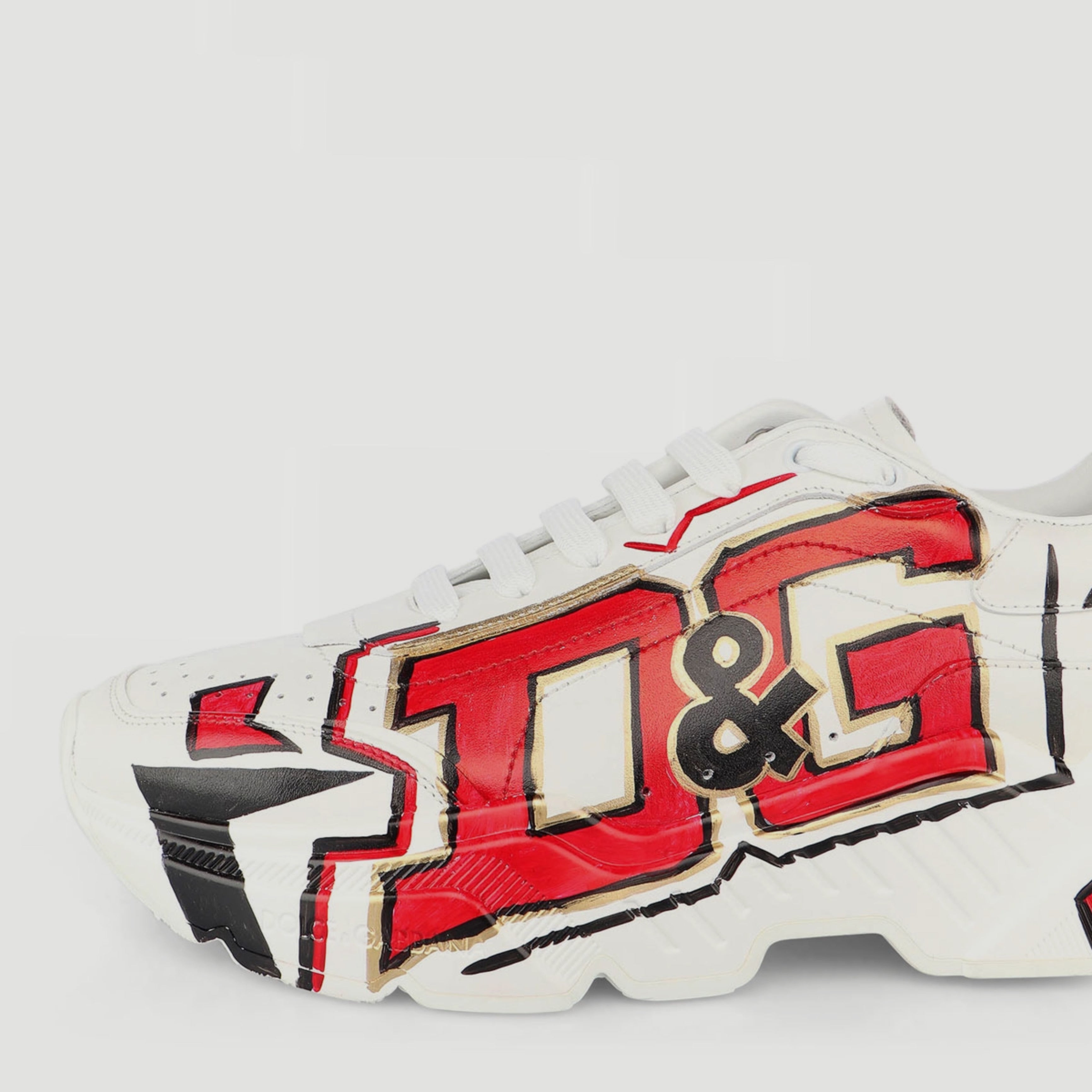 Мъжки луксозни ръчно рисувани бели кецове Dolce & Gabbana Daymaster Hand Painted Sneakers