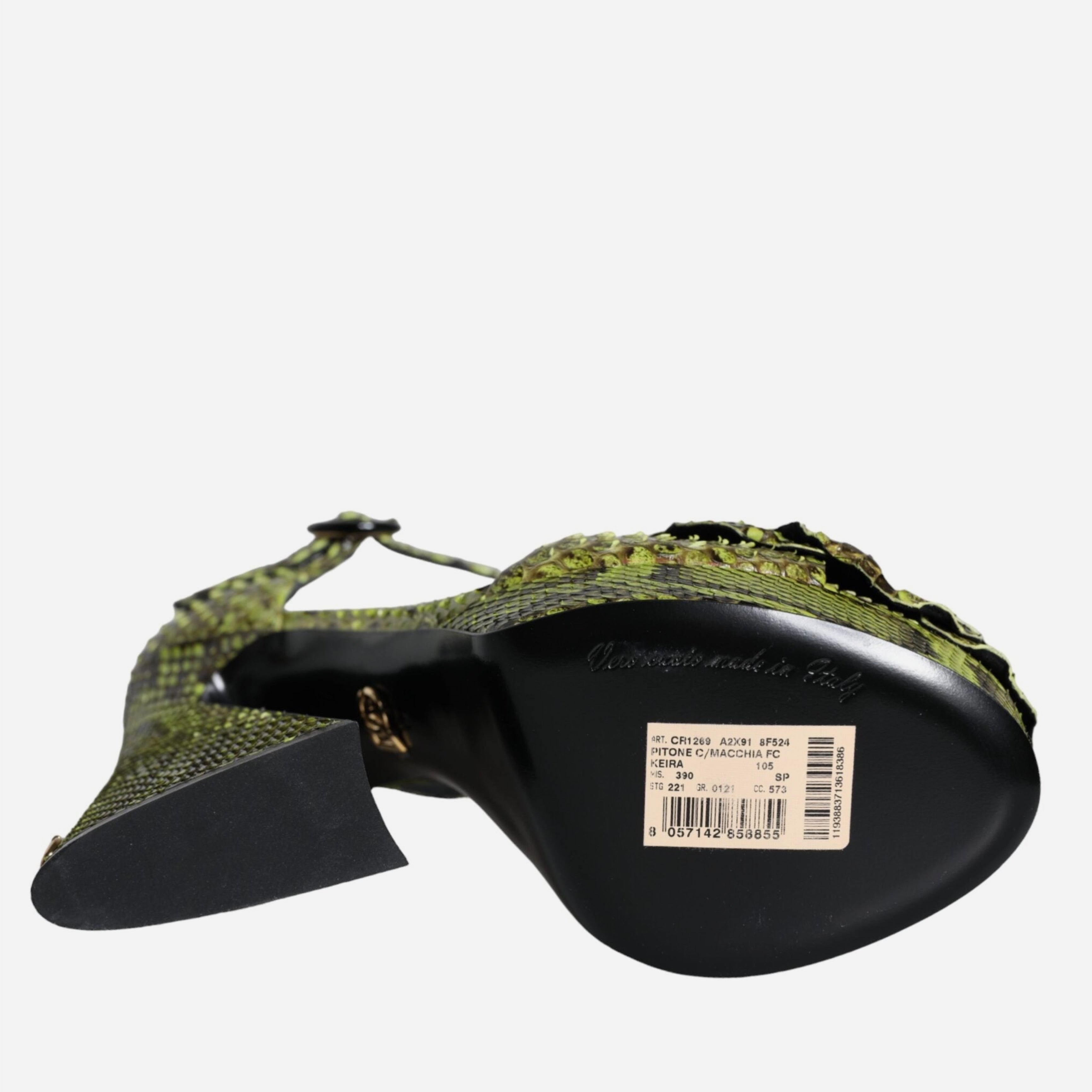 Дамски луксозни зелени сандали от питон DOLCE & GABBANA Women’s Green Python Leather Heels Sandals