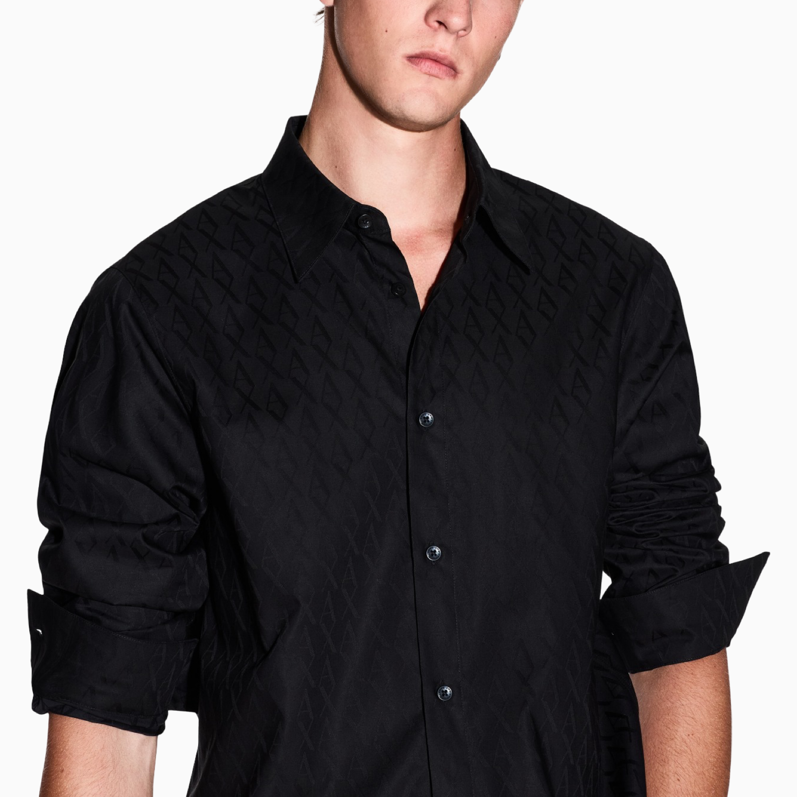 Мъжка черна риза Armani Exchange Men Shirt XM001587 AF16631 Close-Up