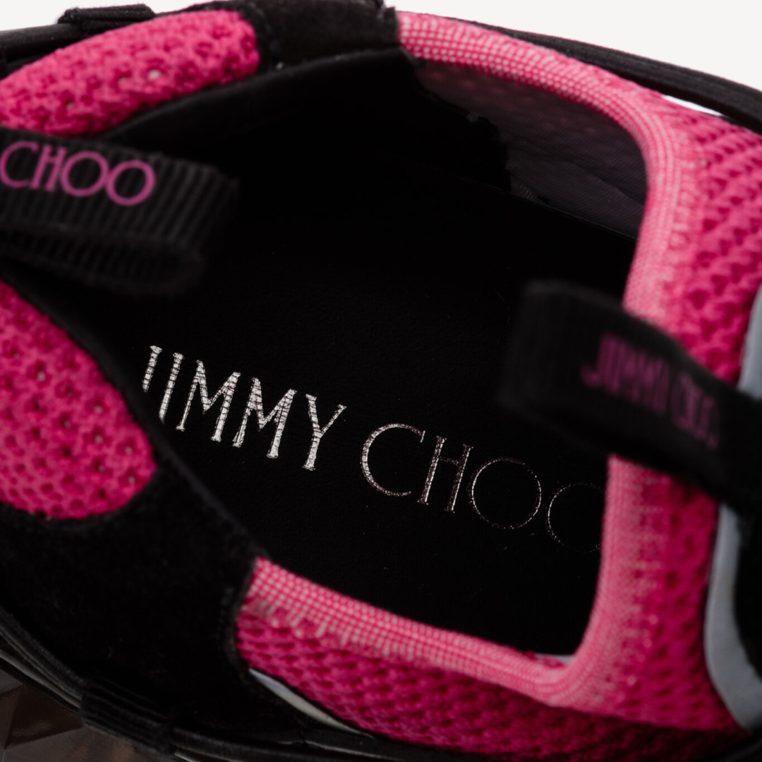 Дамски черно розови маратонки Jimmy Choo Diamond Trail Black Pink Leather Mesh Women Sneakers