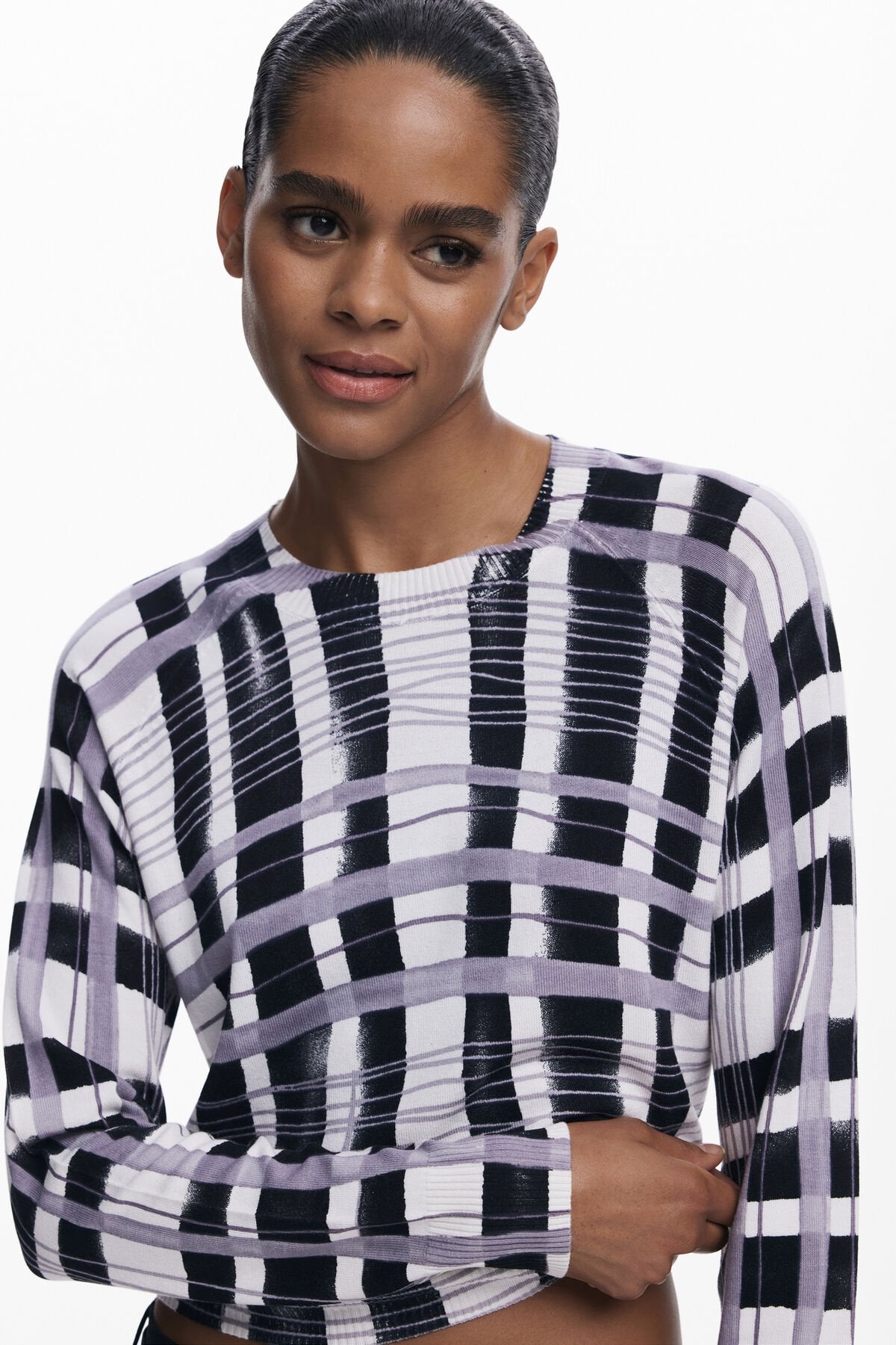 Дамски пуловер Women’s mikado striped sweater Desigual 25WWJF412000 close up