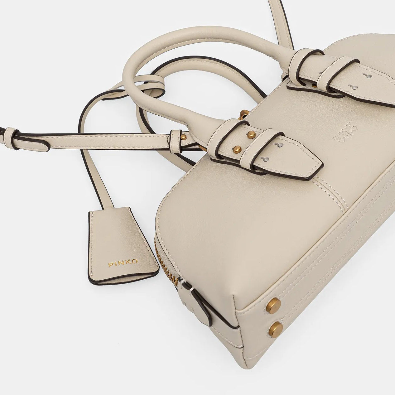 Дамска чанта Women’s bowling baguette bag PINKO 105334 A0QO Z14Q White bottom view