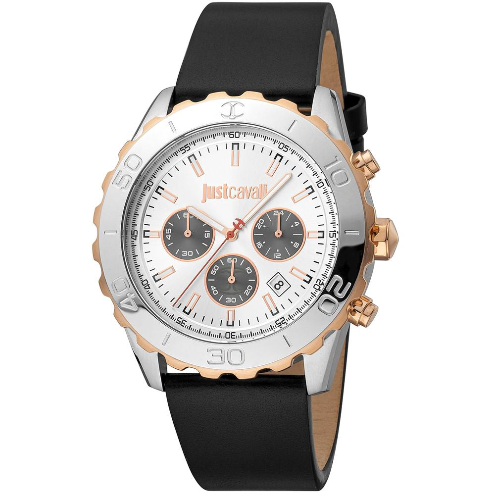 Just Cavalli Black Leather Sport Watch