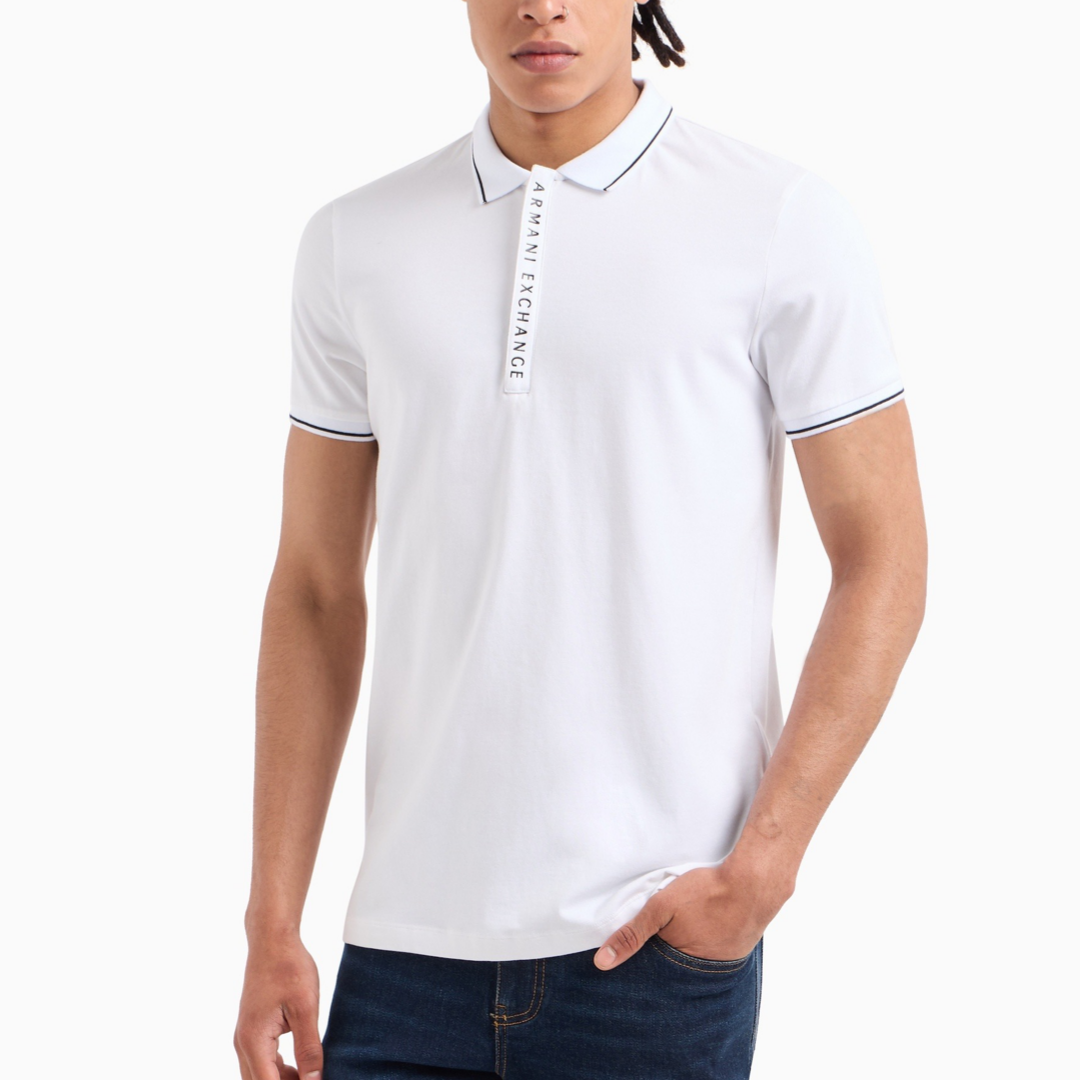 Мъжка бяла поло тениска Armani Exchange 8NZF71 ZJH2Z
