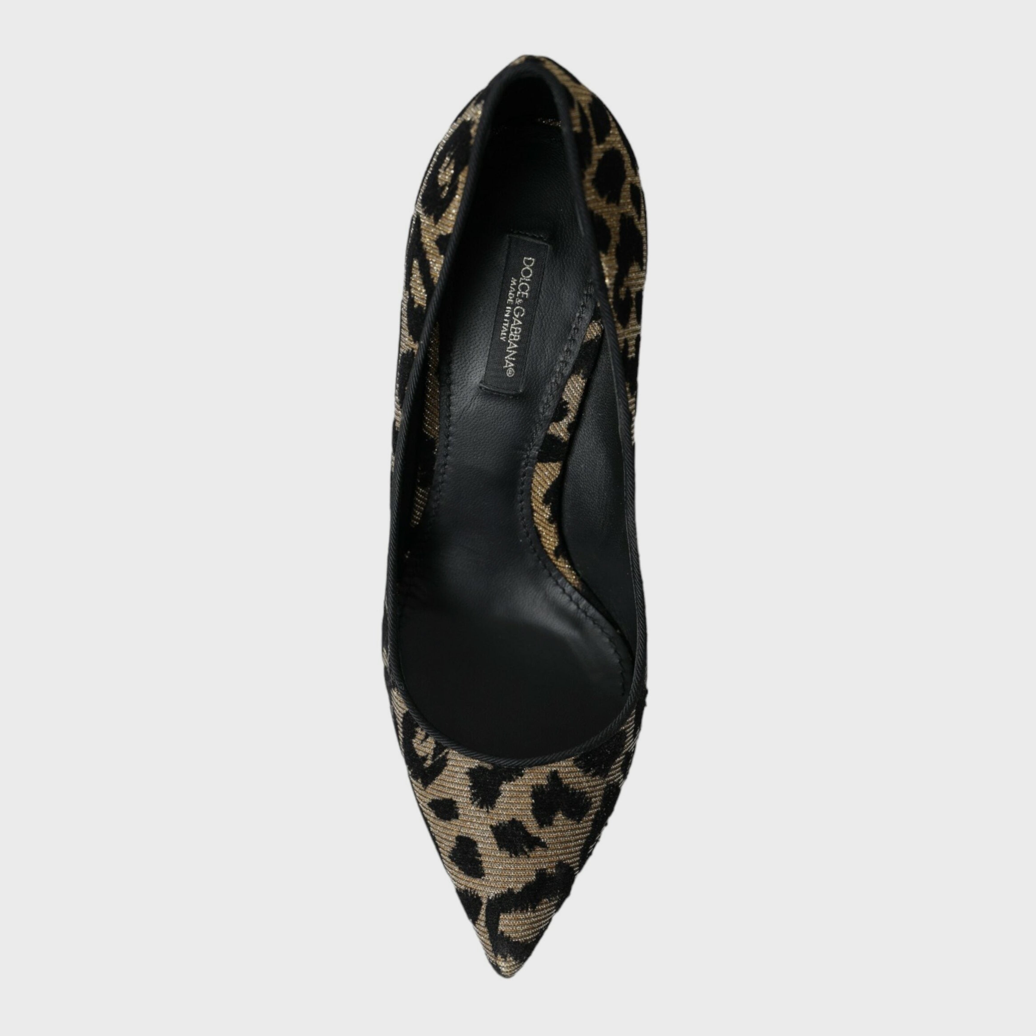 Dolce & Gabbana Black Gold Leopard Lurex Heels Pumps Shoes