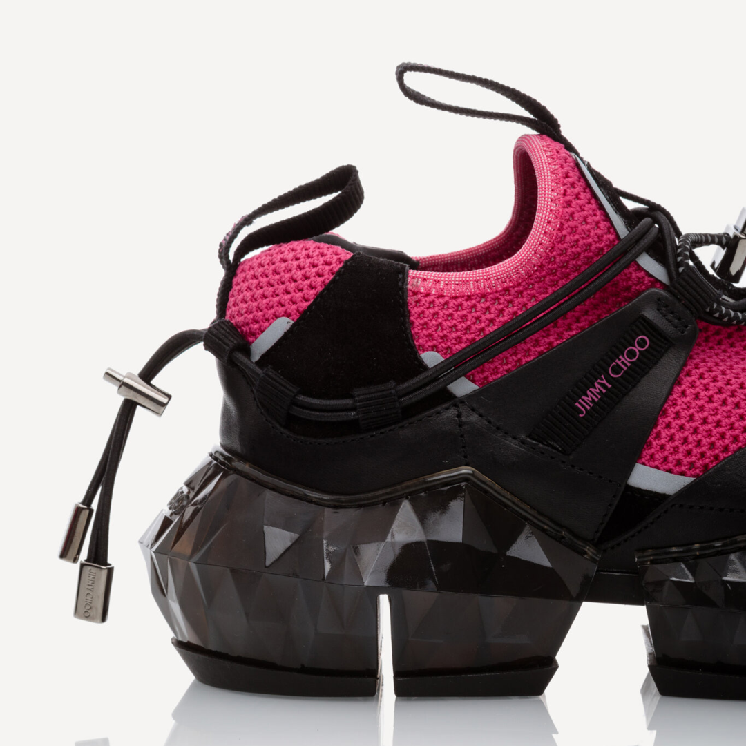 Дамски черно розови маратонки Jimmy Choo Diamond Trail Black Pink Leather Mesh Women Sneakers