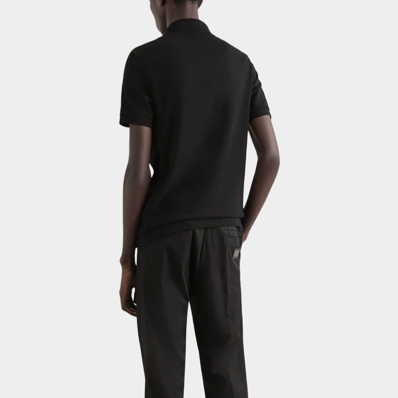 Dolce & Gabbana Black Cotton Polo Shirt G8PL4TG7P1DN0000 Back View