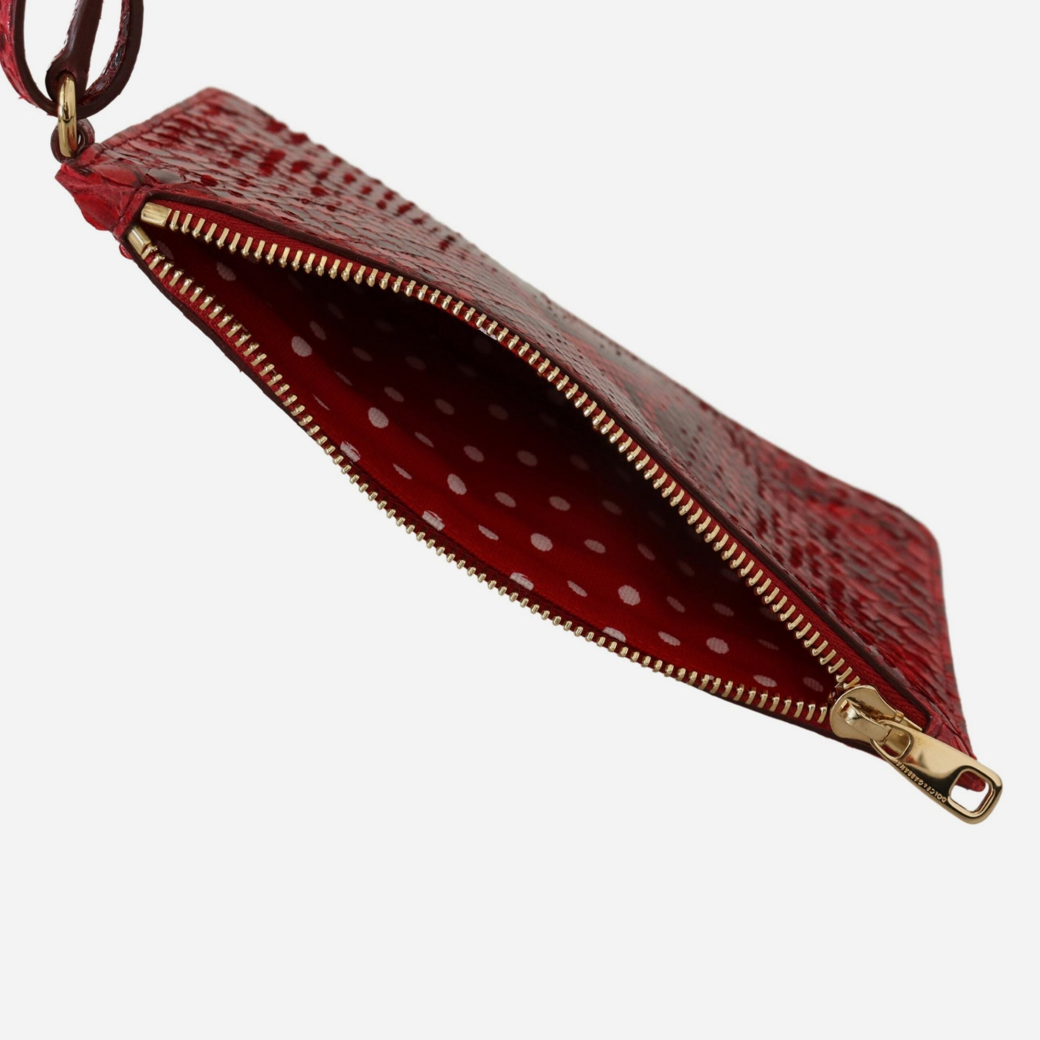 Дамска луксозна червена клъч чанта от змийска кожа Dolce & Gabbana Women’s Ayers Snake Leather Red Luxury Clutch Bag