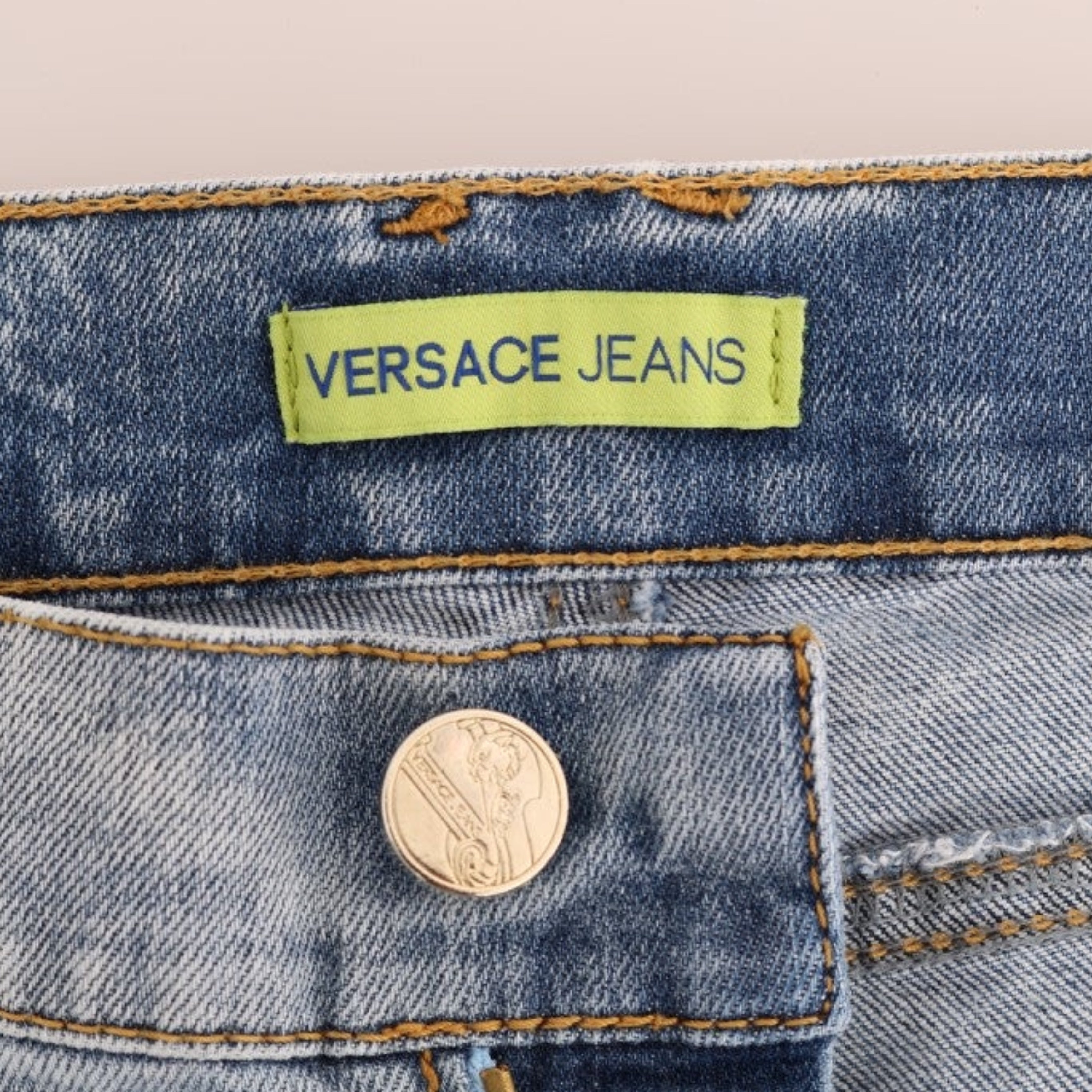 Дамски дънки Versace Jeans в светло синьо