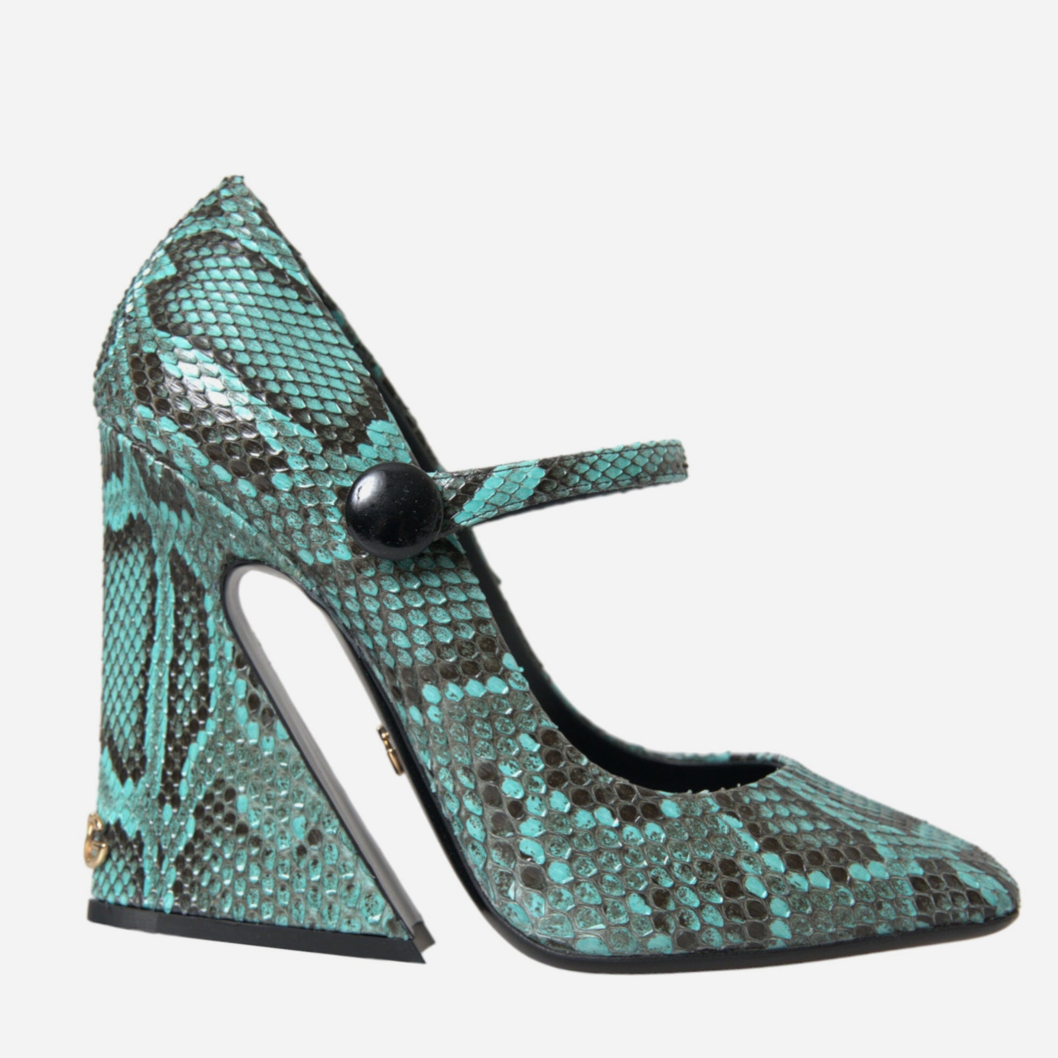 Дамски луксозни елегантни обувки на високи токчета Dolce & Gabbana Women’s Aqua Python Leather Mary Jane Pumps Heels