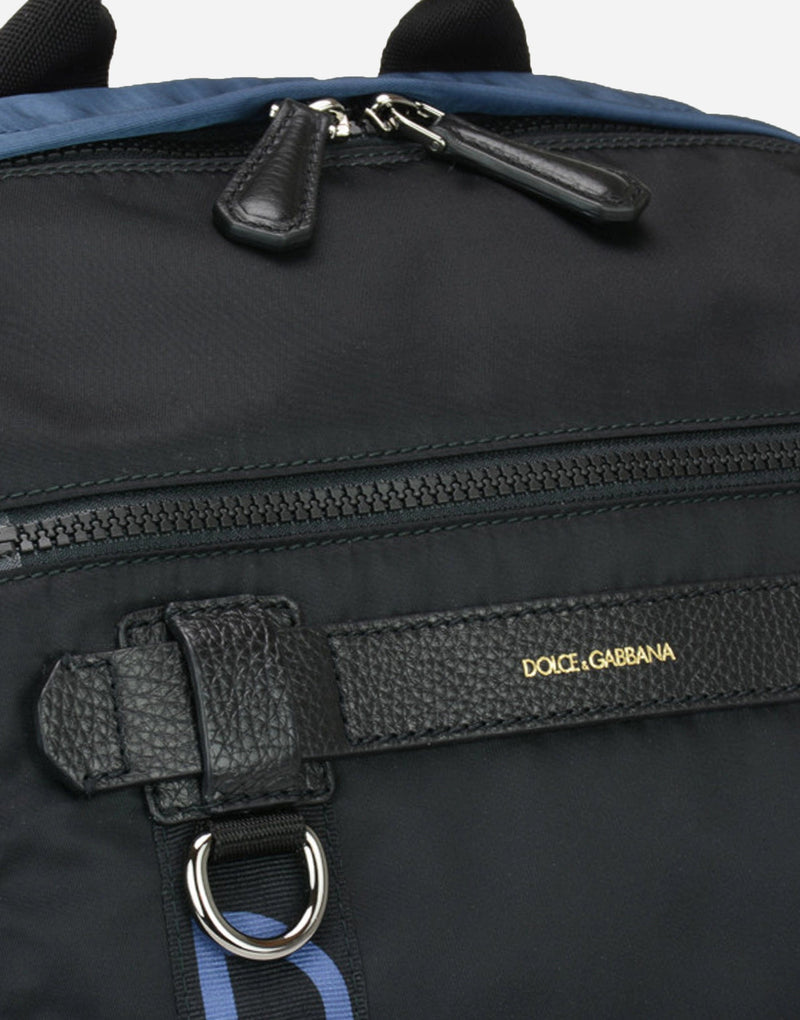 Голяма мъжка раница Dolce & Gabbana Black Nylon DG Logo School Men Rucksack в черно