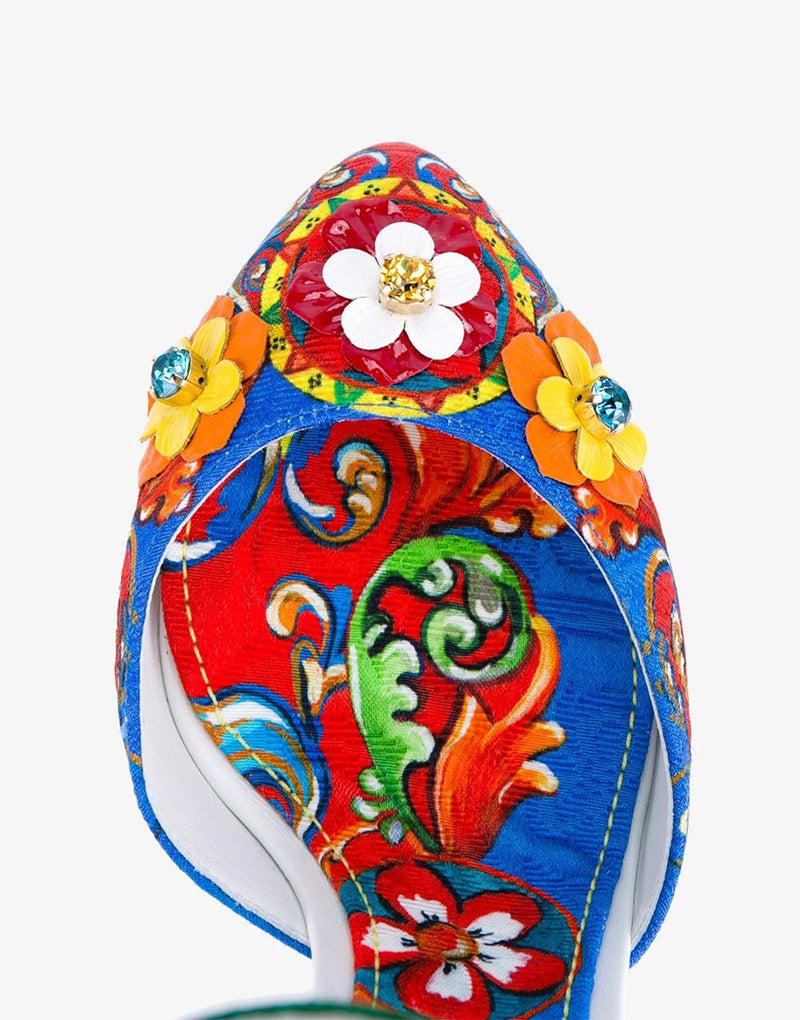 Дамски дизайнерски луксозни сандали на висок ток Dolce & Gabbana Women’s Multicolor Carretto Embellished Sandals