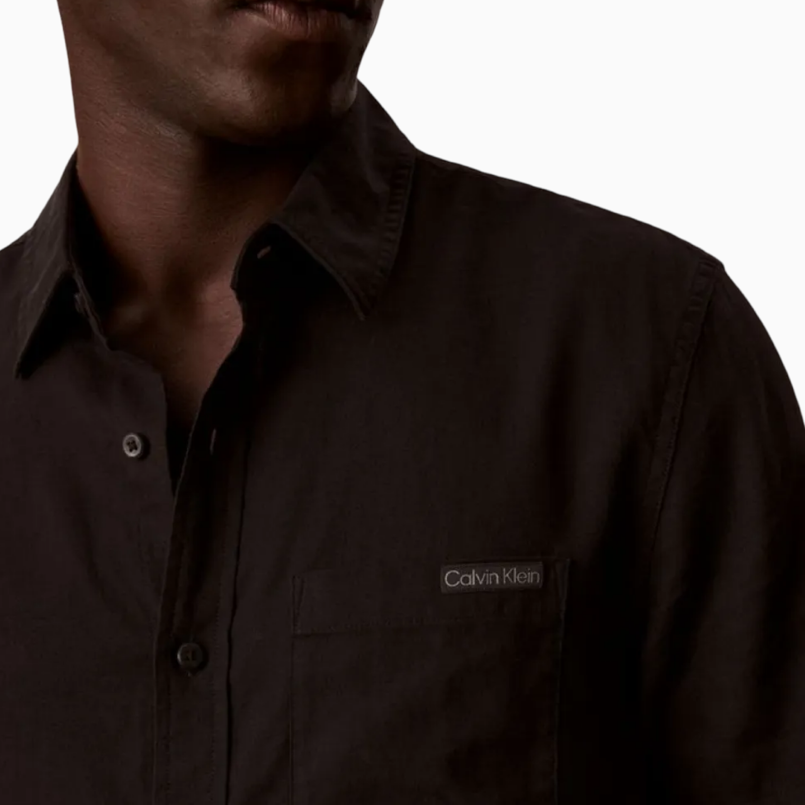 Мъжка черна ленена риза Calvin Klein Jeans Men Linen Shirt LV04RF120G UB1 Close-Up