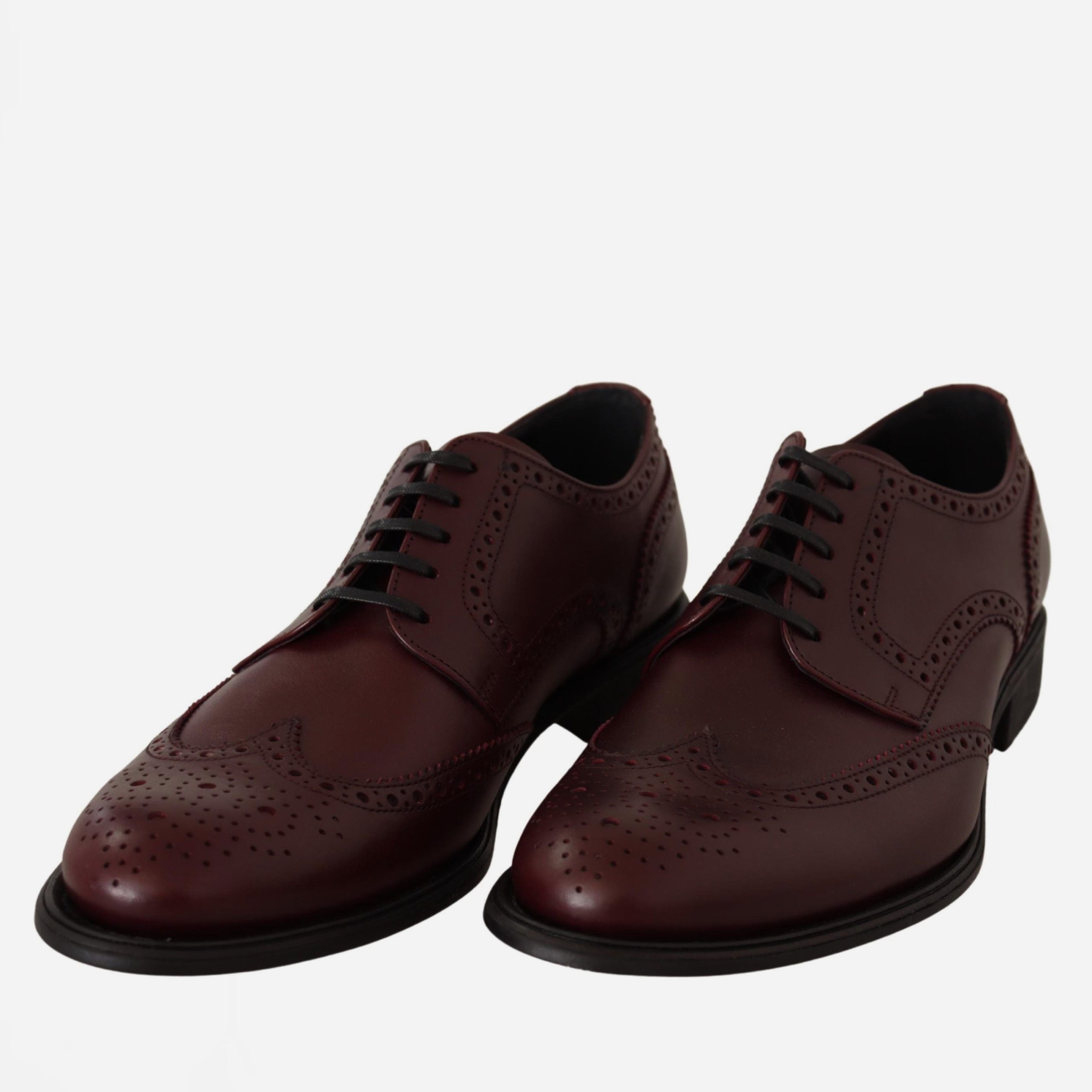 Мъжки луксозни официални обувки от естествена кожа в цвят бордо Dolce & Gabbana Men’s Bordeaux Leather Derby Formal Shoes