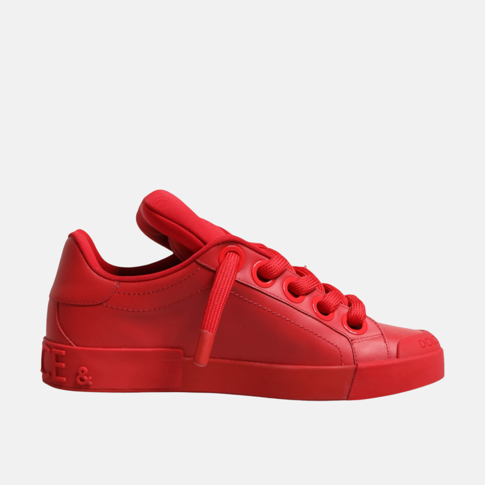 Dolce & Gabbana Red Portofino Men Sneakers Lateral View