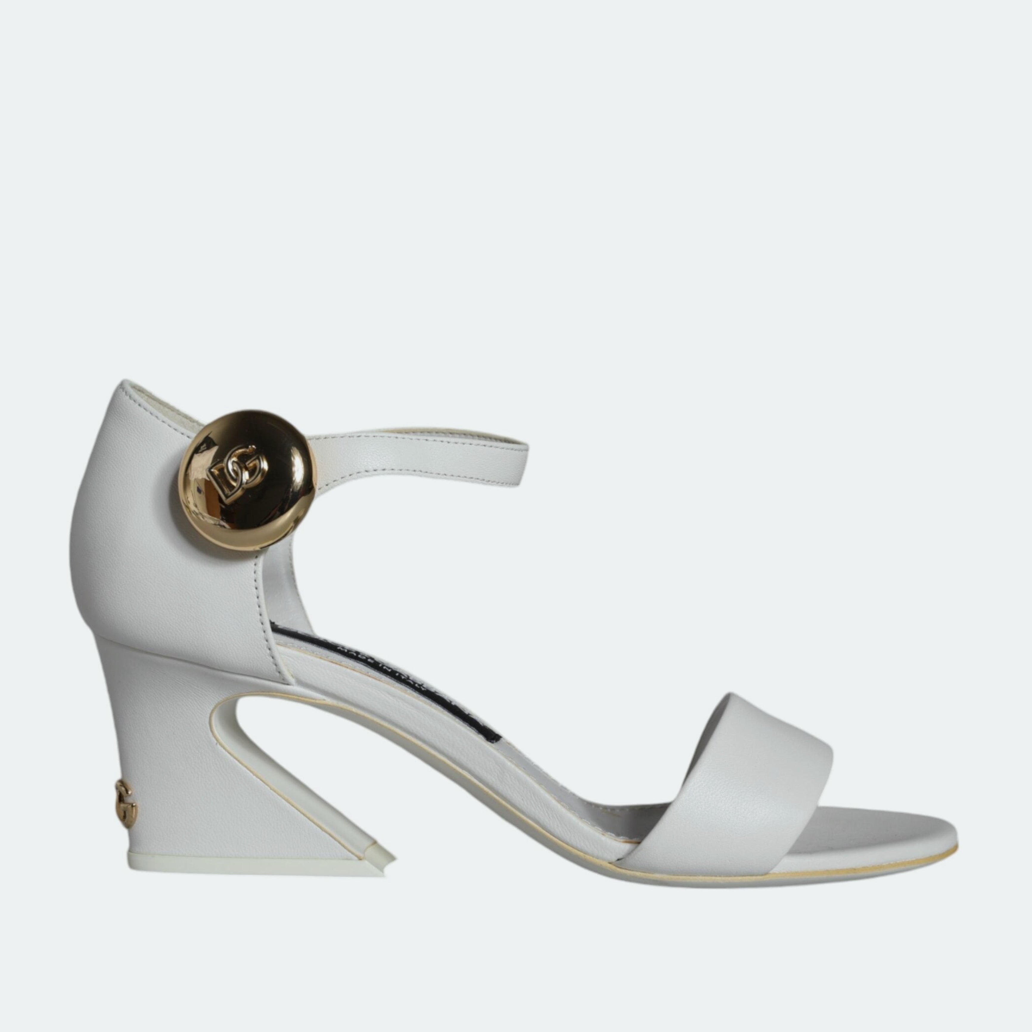 Дамски луксозни сандали на токче от естествена кожа в бяло DOLCE & GABBANA Keira Women’s Luxury White Leather Heels Sandals