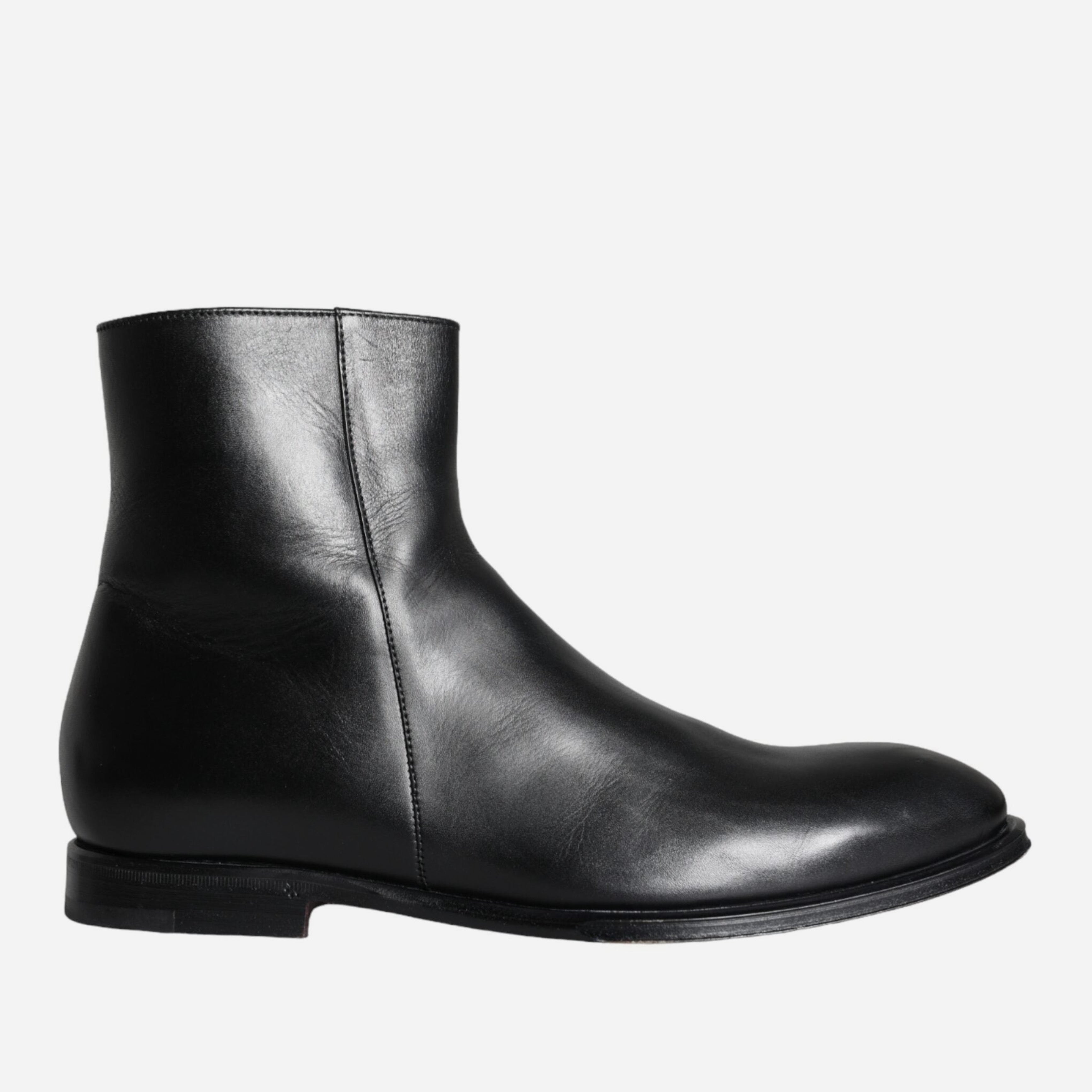 Мъжки черни луксозни боти от естествена кожа Dolce & Gabbana Men’s Black Calf Leather Men Ankle Boots