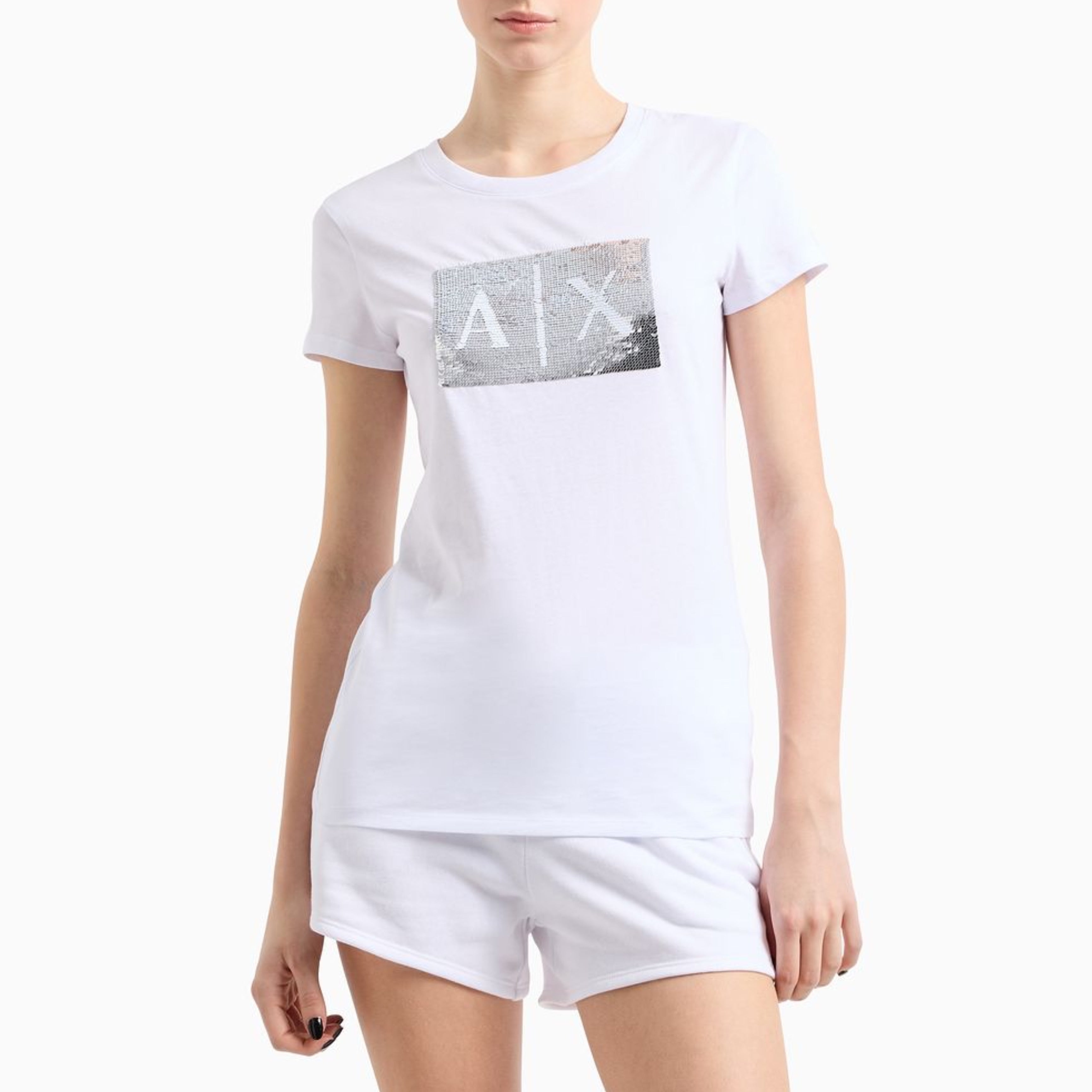 Дамска тениска в бяло с кръгло деколте Armani Exchange 8NYTDL YJ73Z 16110 нова колекция