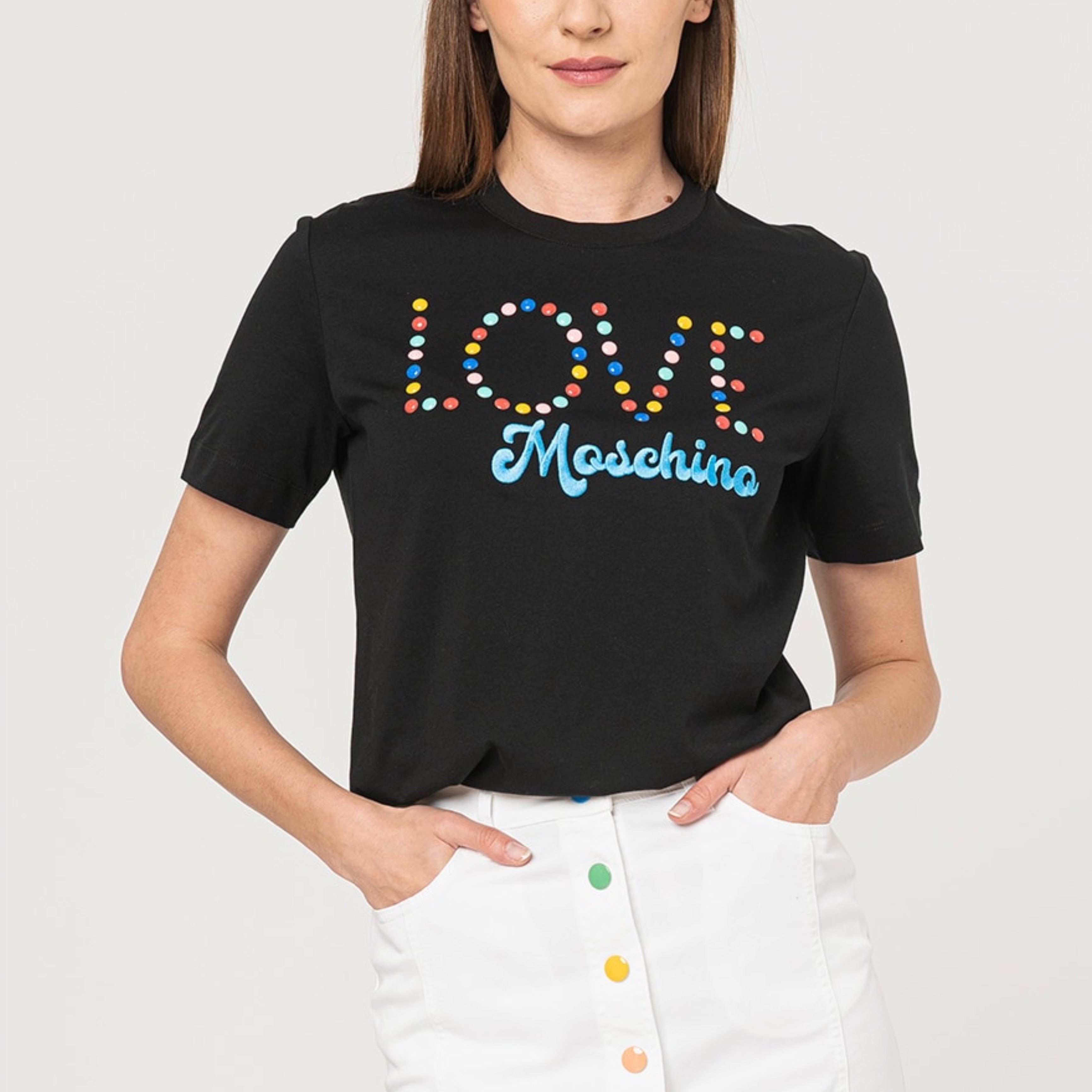 Дамска тениска Love Moschino W4H0625M3876 в черно