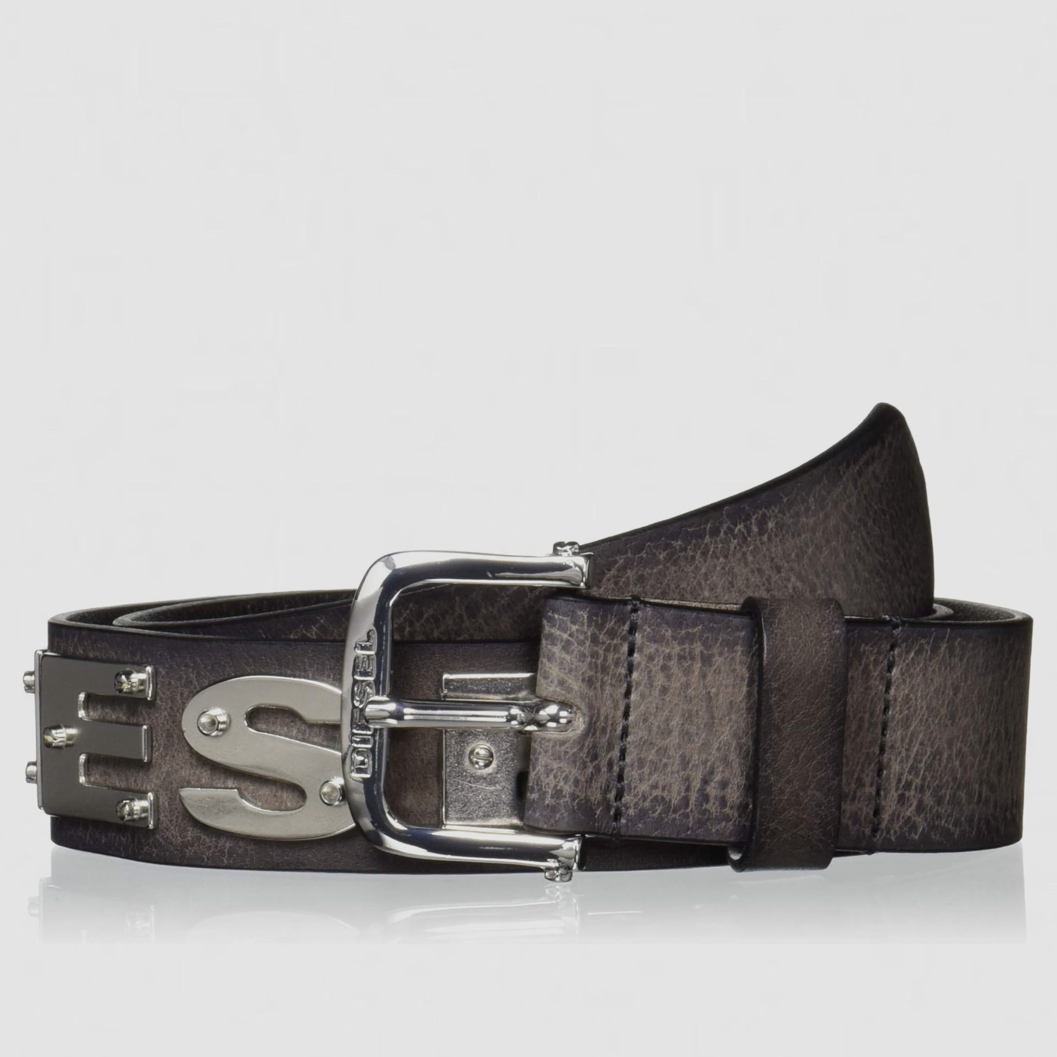 Мъжки колан от естествена кожа с метални орнаменти Diesel Leather Belt